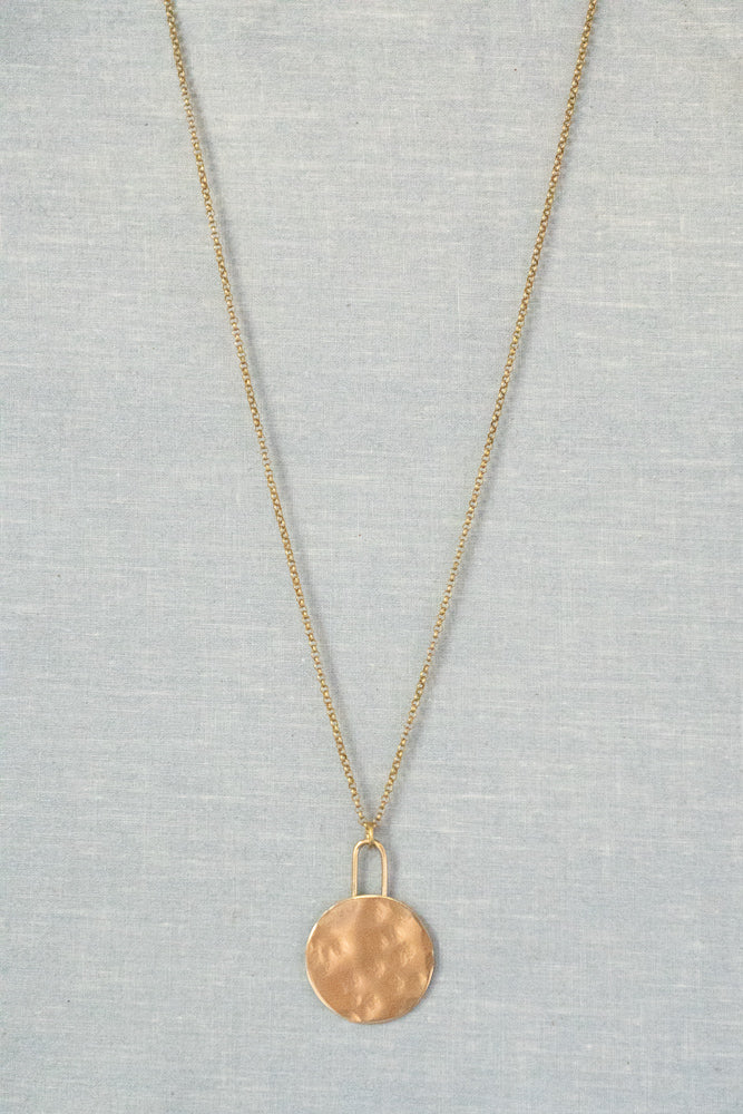 Brass Circle Pendant Necklace - Gather Goods Co - Raleigh, NC