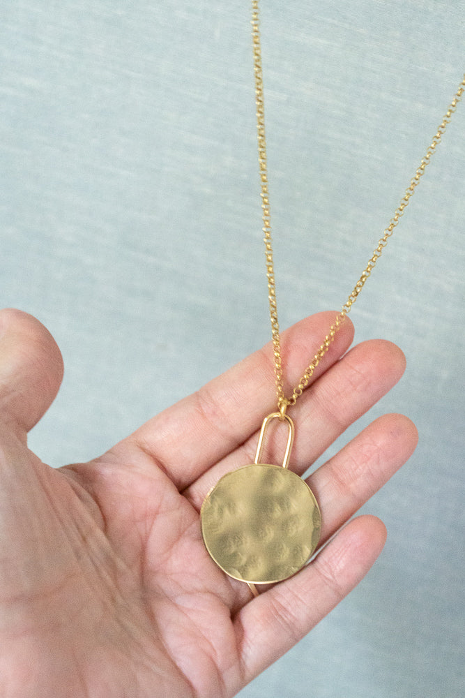 Brass Circle Pendant Necklace - Gather Goods Co - Raleigh, NC