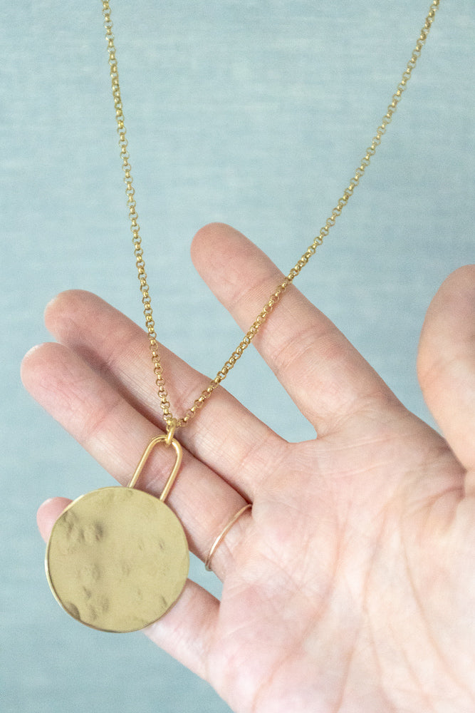 Brass Circle Pendant Necklace - Gather Goods Co - Raleigh, NC