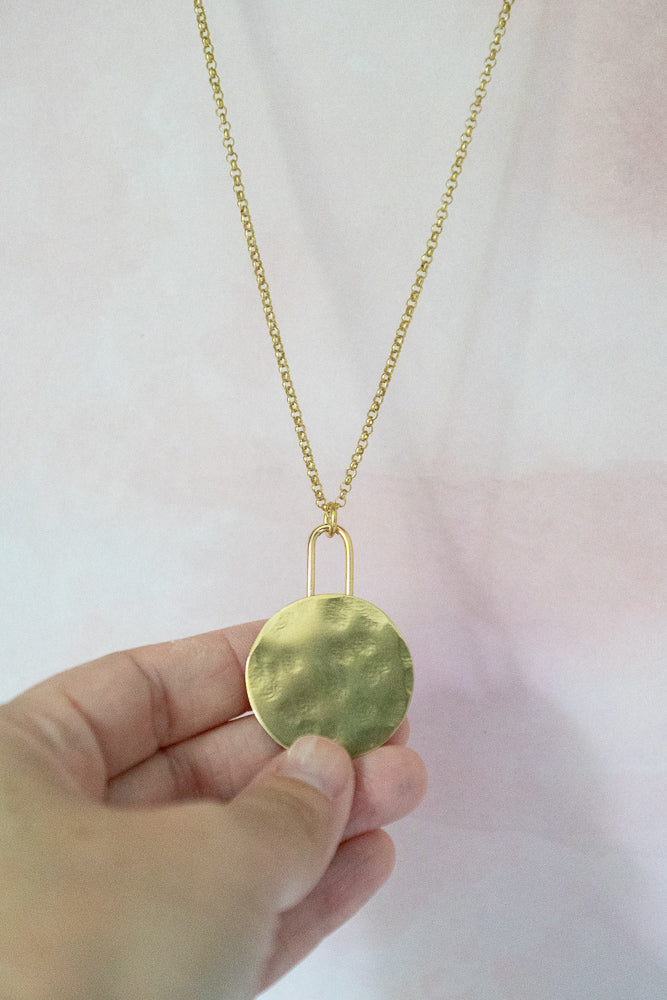 Brass Circle Pendant Necklace - Gather Goods Co - Raleigh, NC