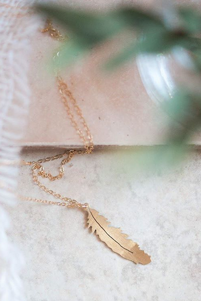 Gold Feather Necklace - Gather Goods Co - Raleigh, NC