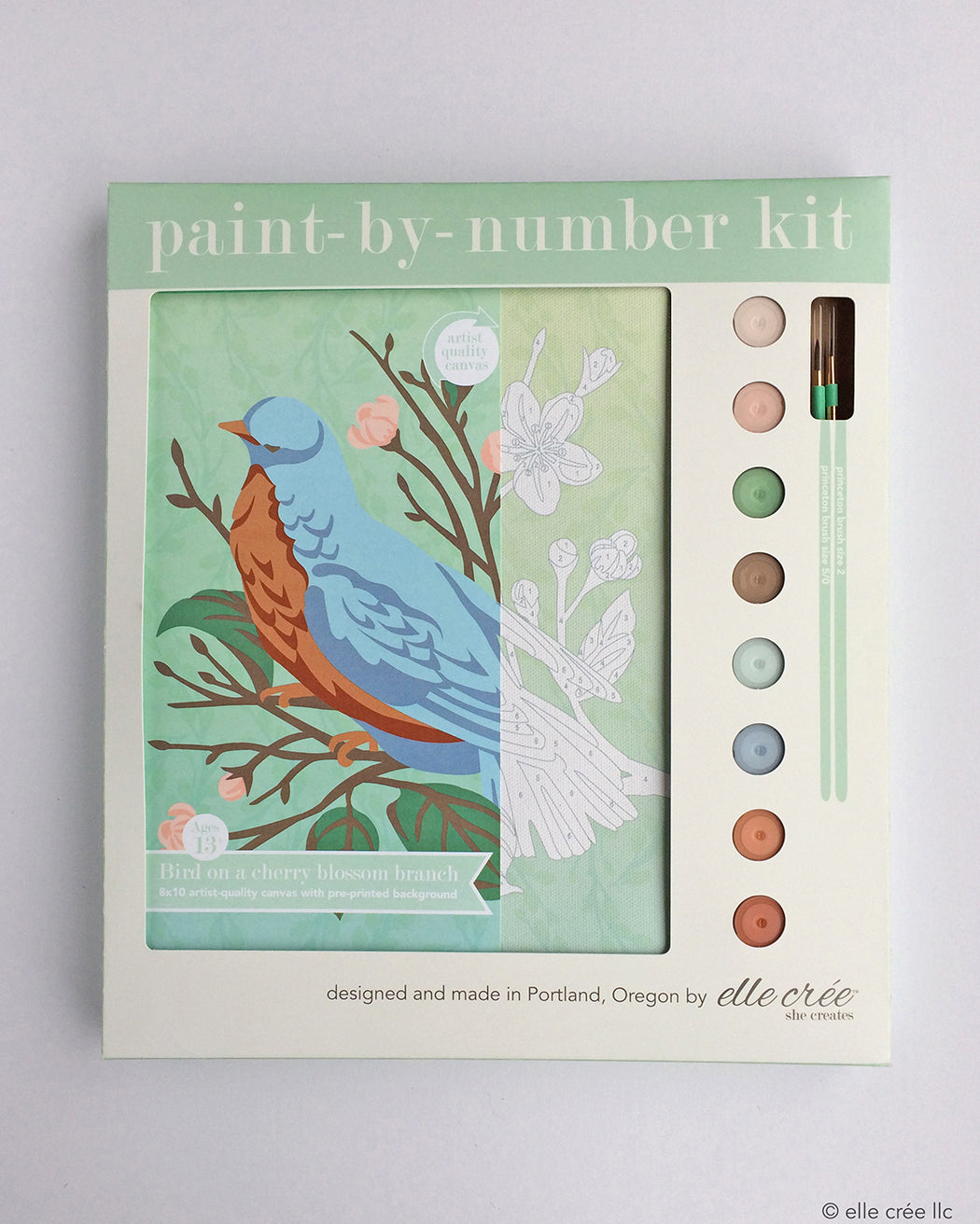 Paint By Number Kit, Bird on a Cherry Blossom Branch - Gather Goods Co - Raleigh, NC