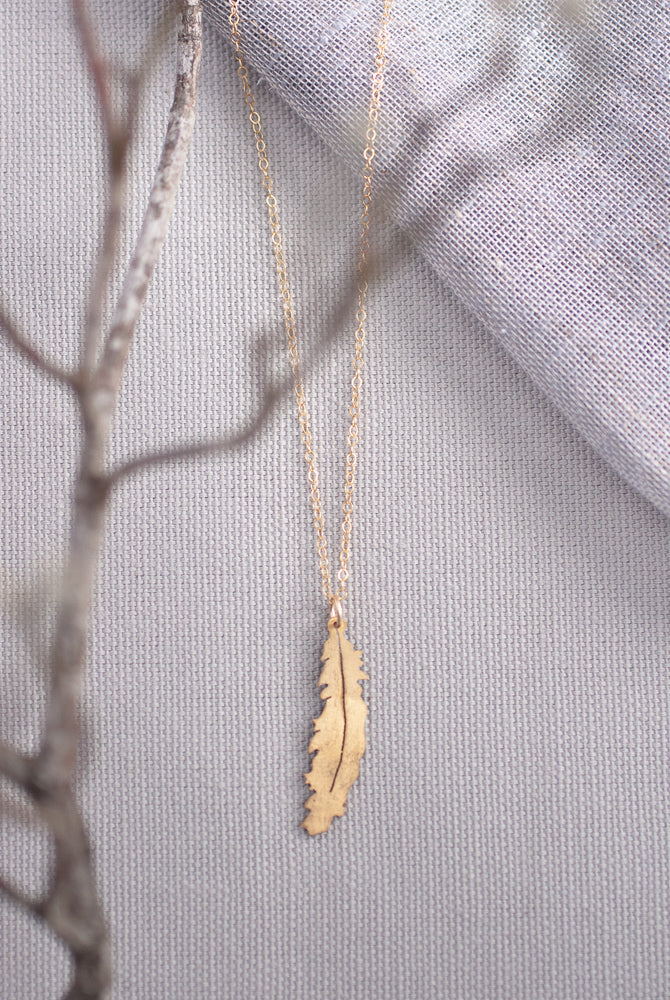 Gold Feather Necklace - Gather Goods Co - Raleigh, NC