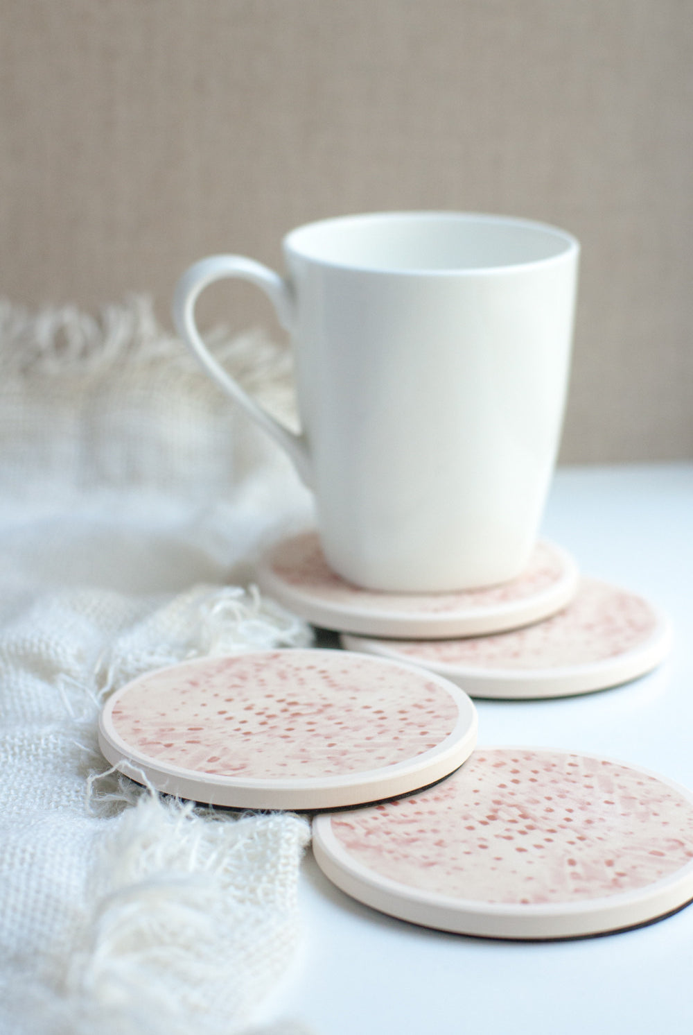 Ceramic Coasters, Pale Pink Dots - Gather Goods Co - Raleigh, NC