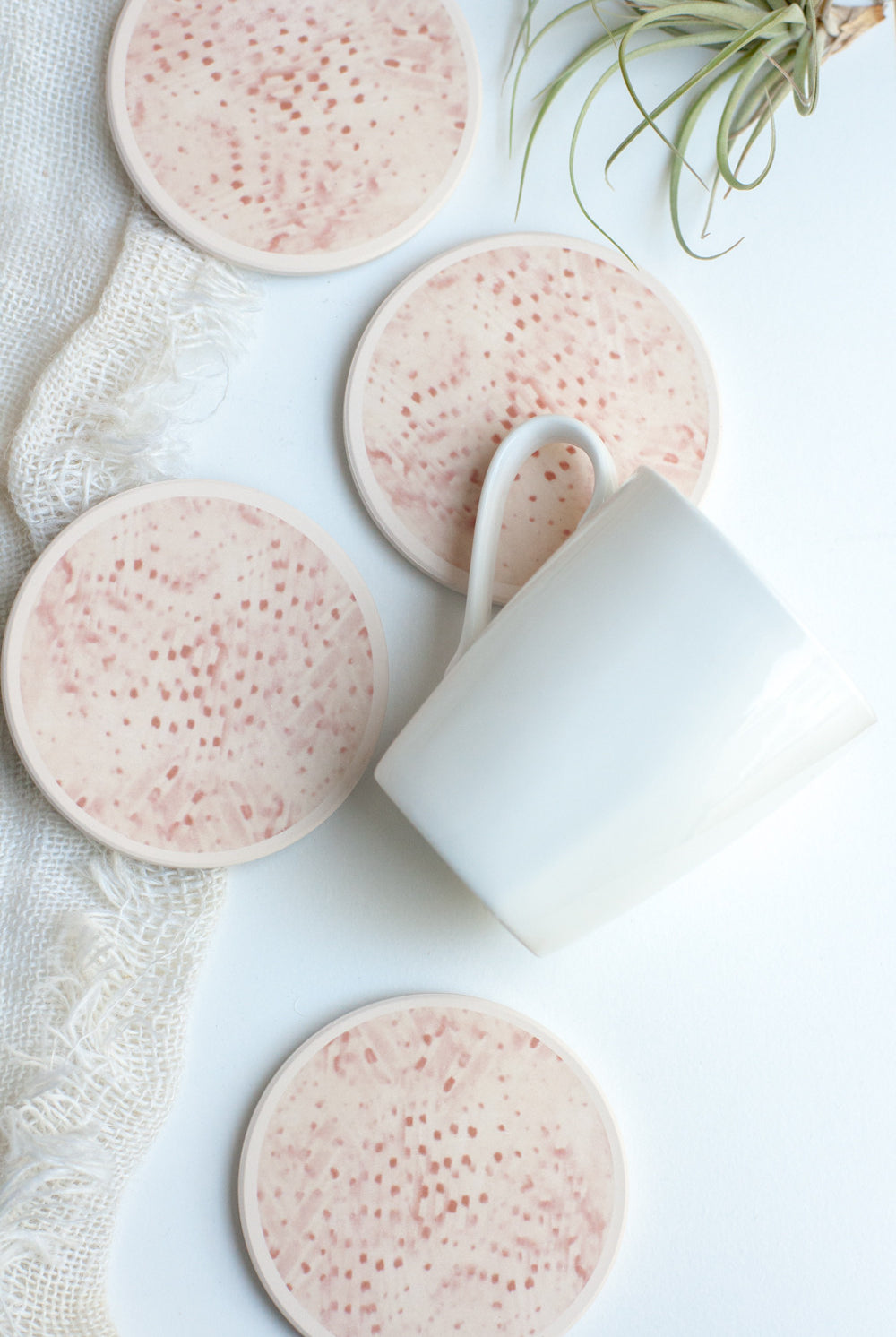 Ceramic Coasters, Pale Pink Dots - Gather Goods Co - Raleigh, NC