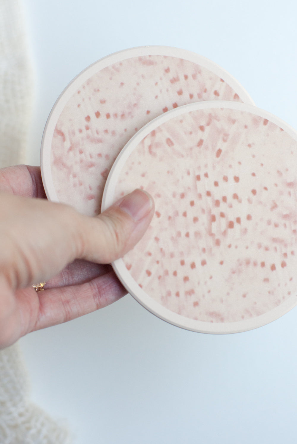 Ceramic Coasters, Pale Pink Dots - Gather Goods Co - Raleigh, NC