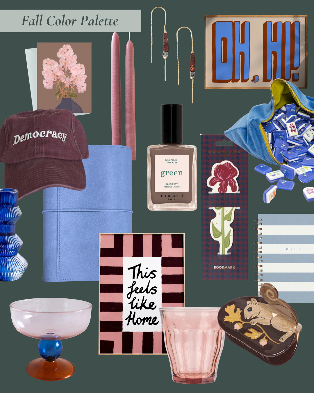 A Refreshing Fall Color Palette: Blue, Brown & Dusty Pink