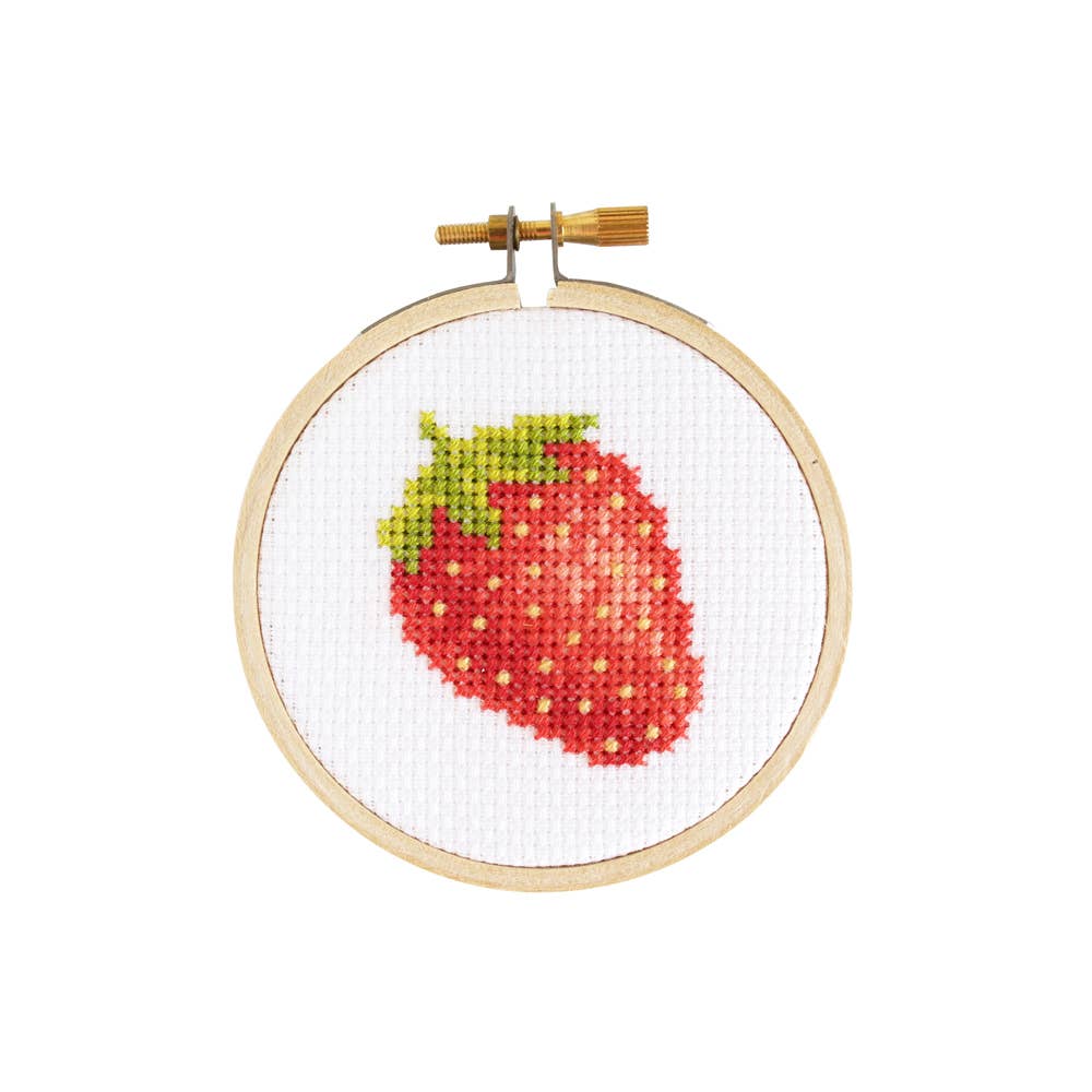Strawberry DIY Mini Cross Stitch Kit - Gather Goods Co.