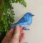 Iron-on patch | chin up blue bird - 3.75" x 2.7" - Gather Goods Co.