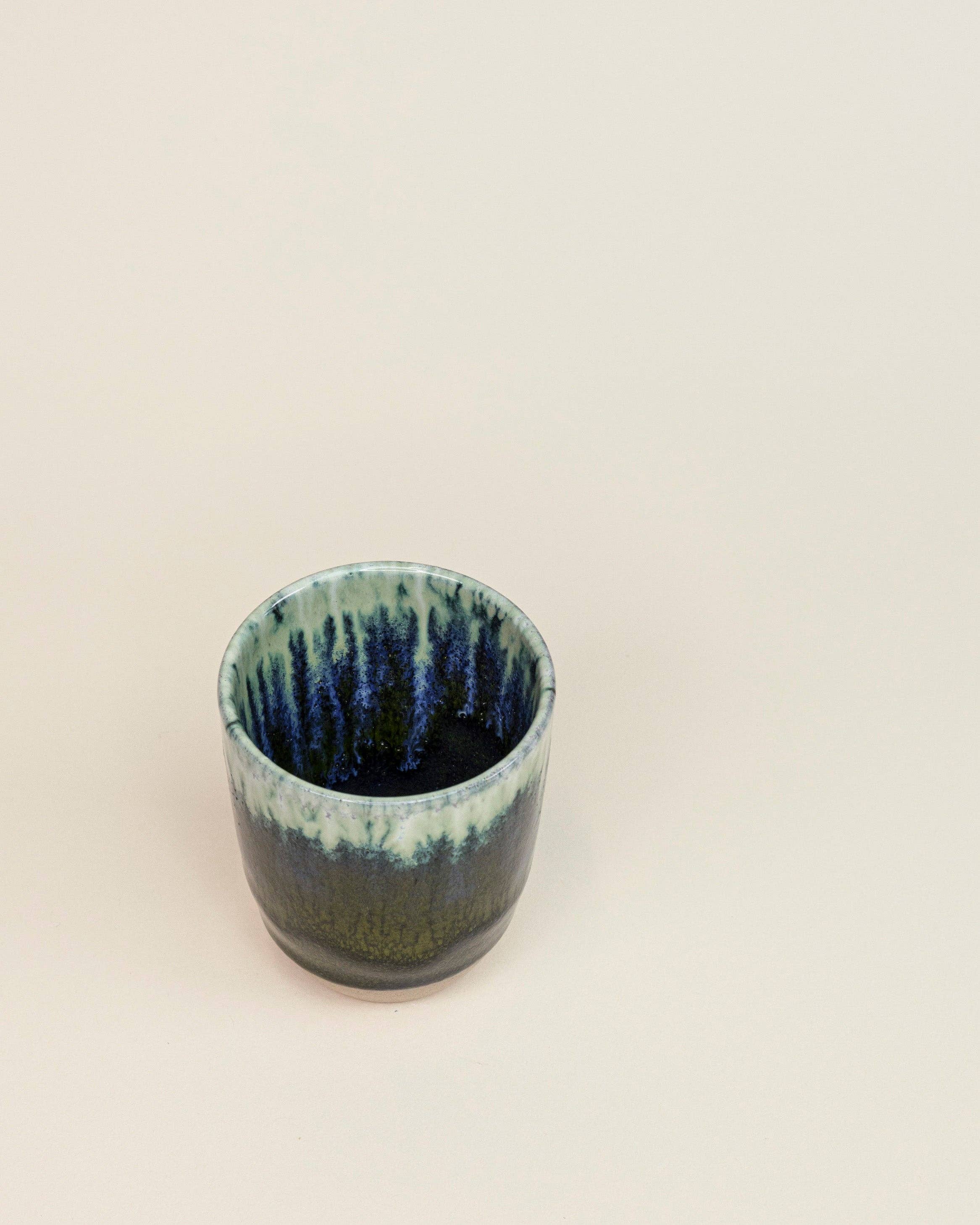 Ceramic Cappuccino Cup in Blue and Green Glaze - Gather Goods Co.