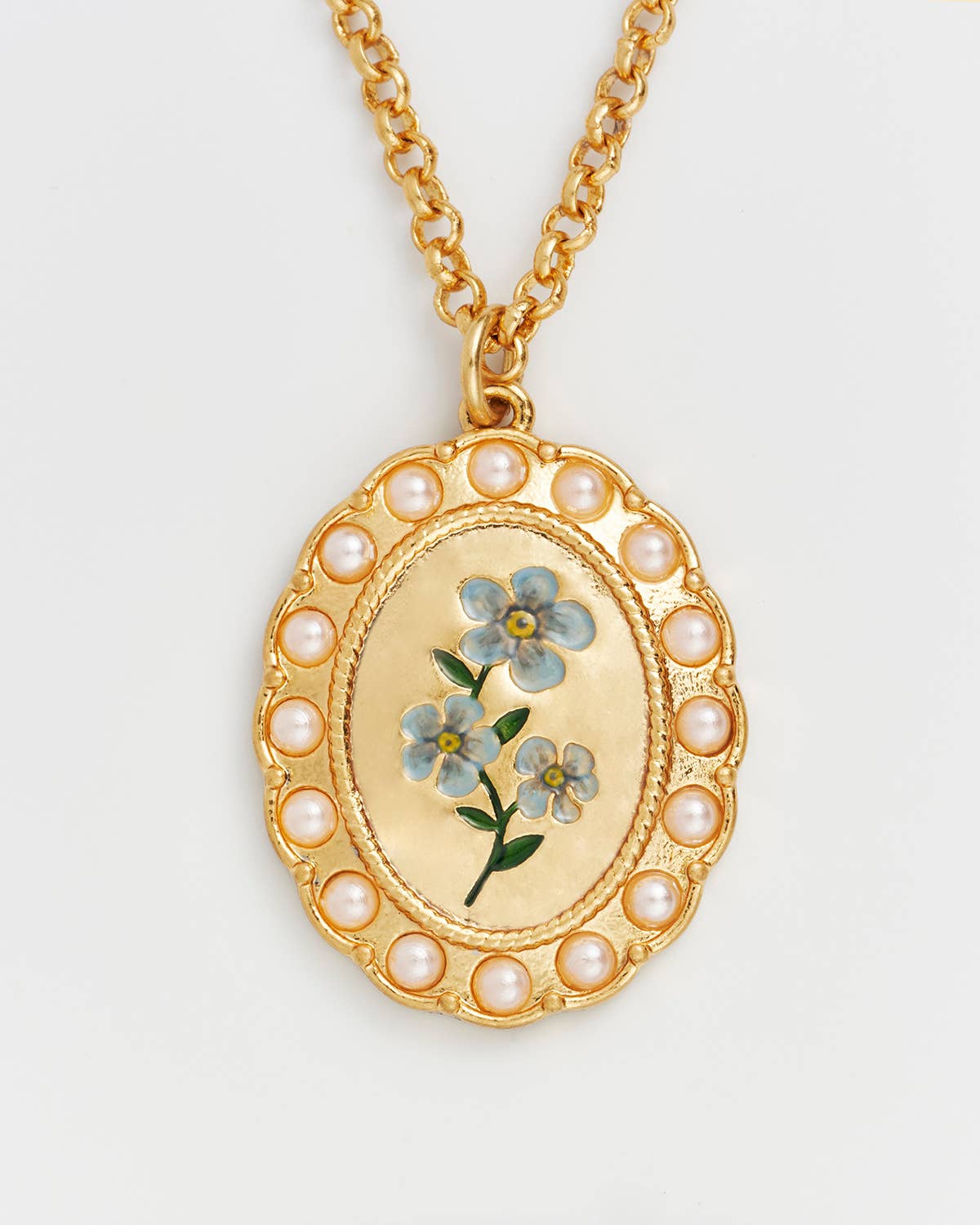 Forget Me Not Cameo Necklace - Gather Goods Co.