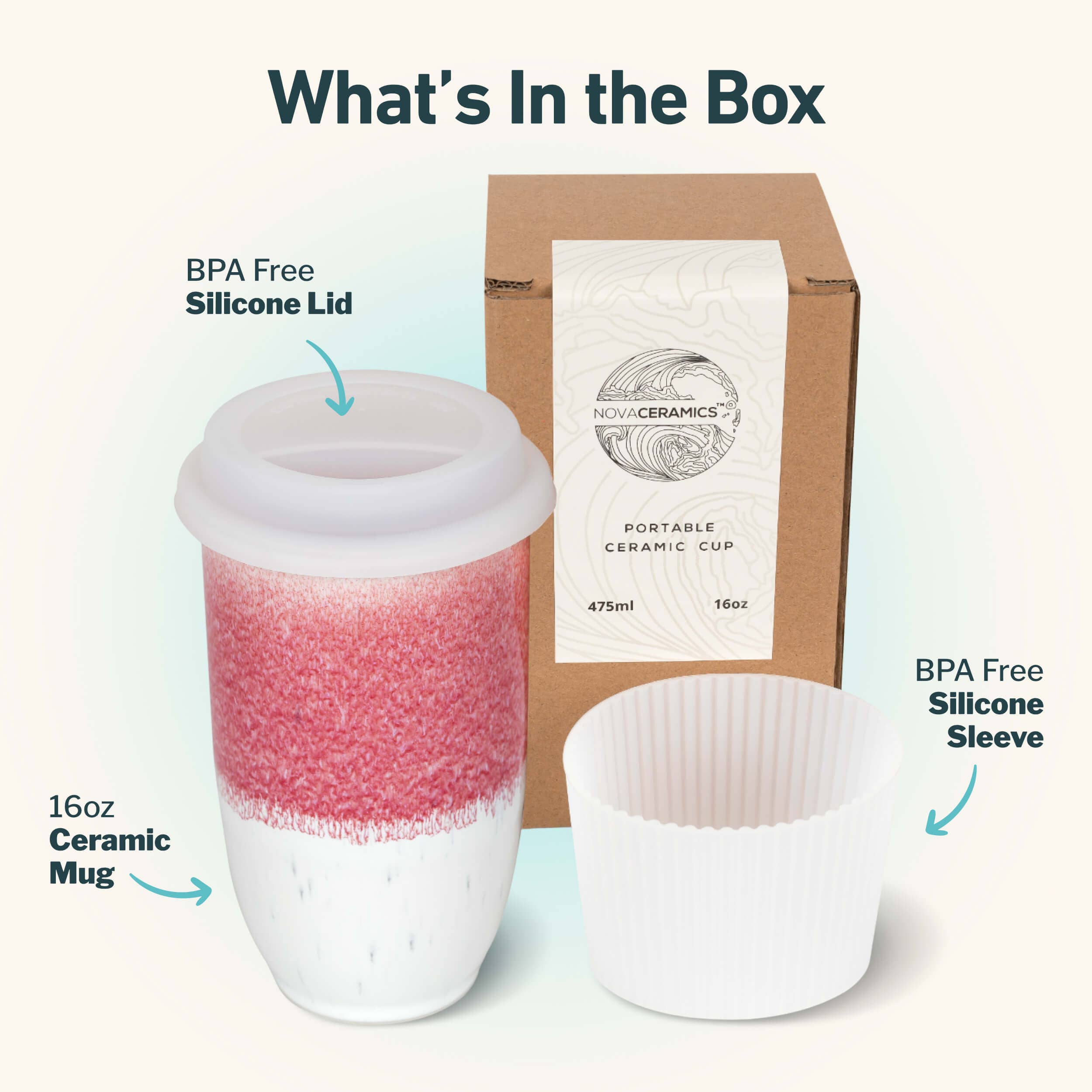 Bright Pink 16oz Ceramic Mug – (Includes Lid & Band) - Gather Goods Co.