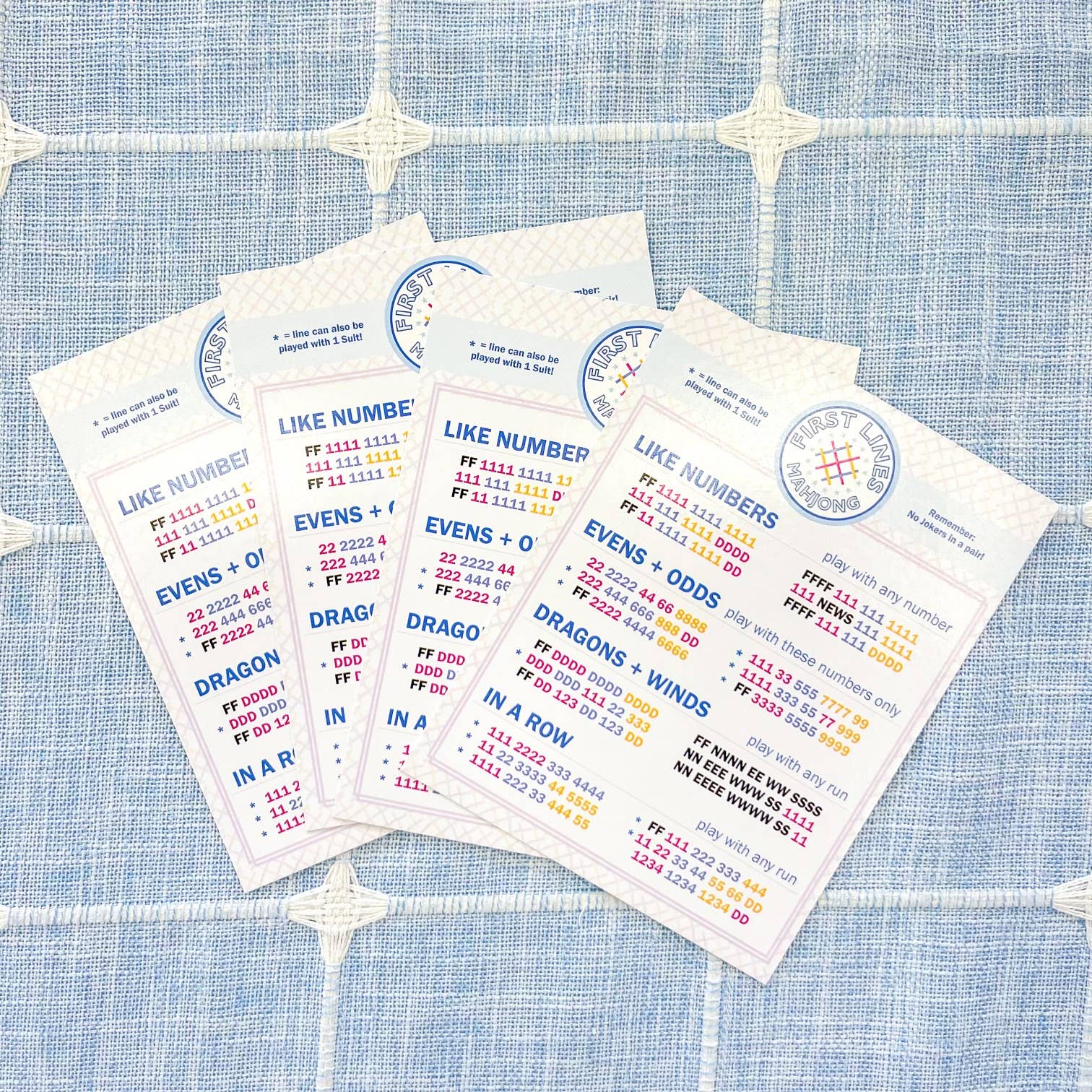 First Lines Simplified Mahjong Line Cards for beginners, set of 4 ...