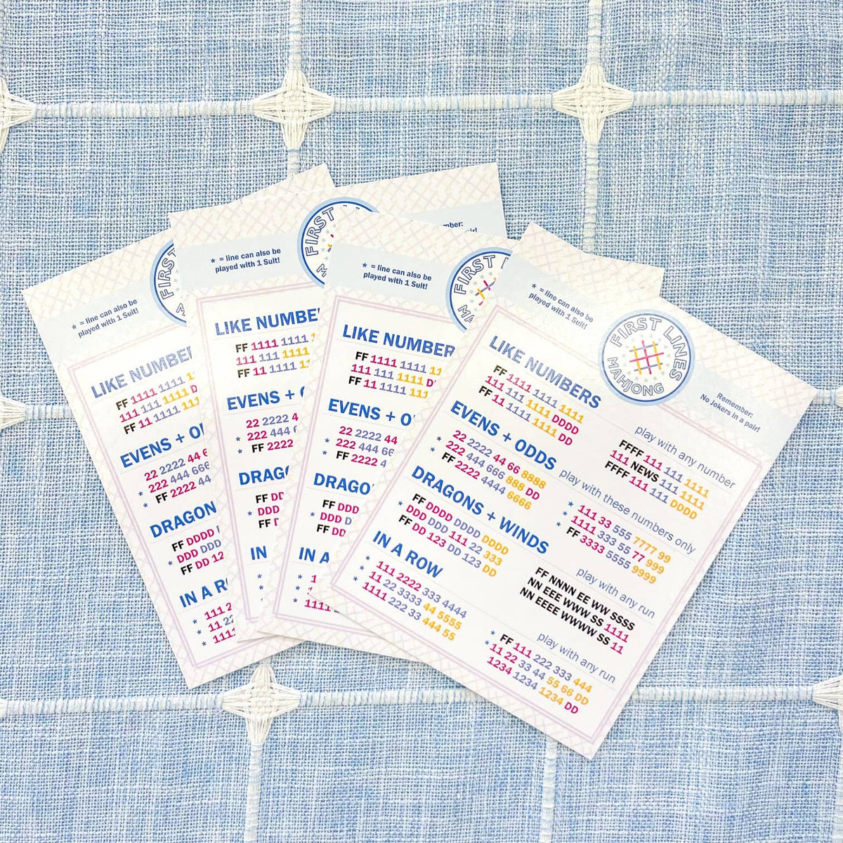 Card Line Cards First Lines Simplified Mahjong Line Cards for beginners, set of 4 ...