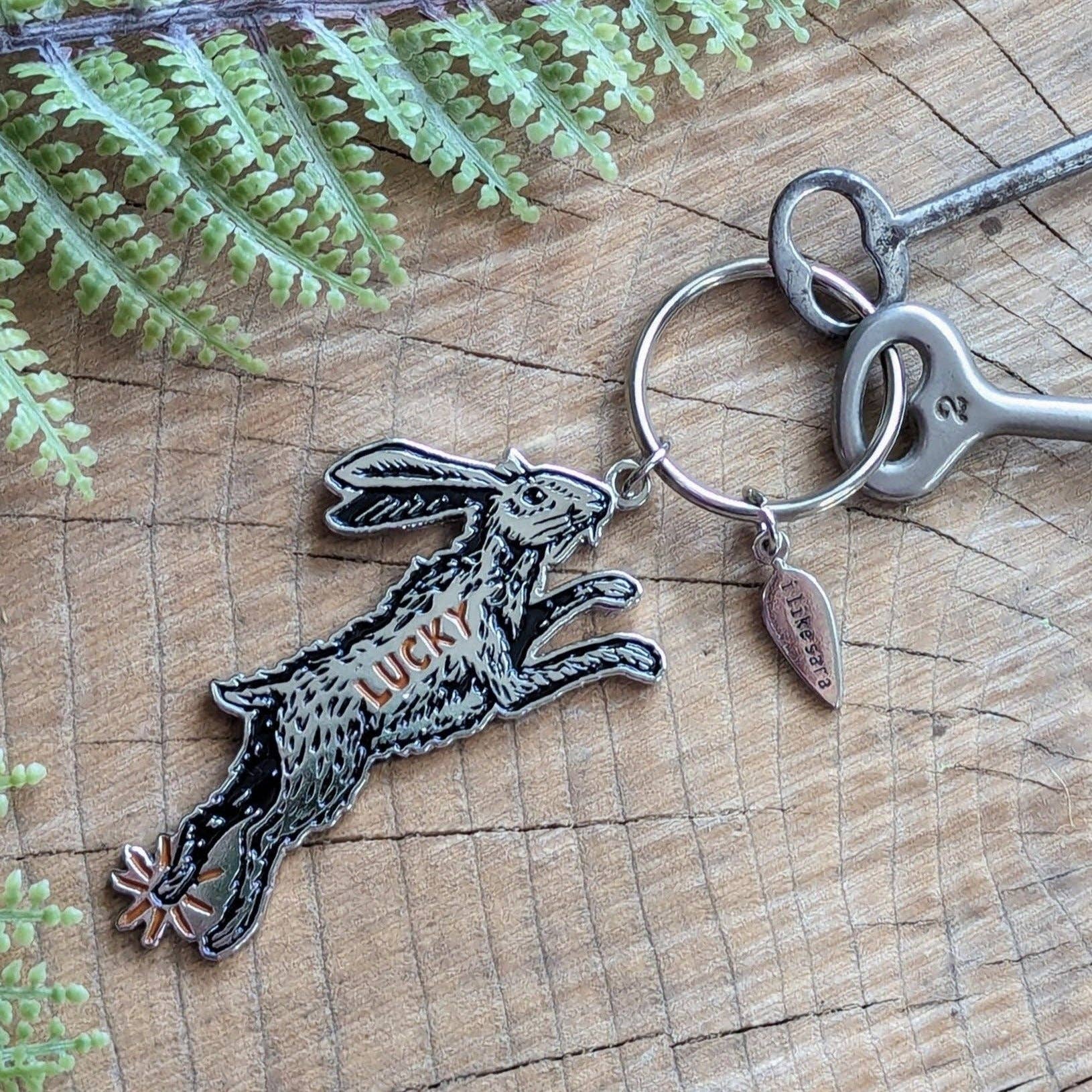 Lucky Rabbit Foot Keychain, Metal enamel keychain, Purse Charm - Gather Goods Co.
