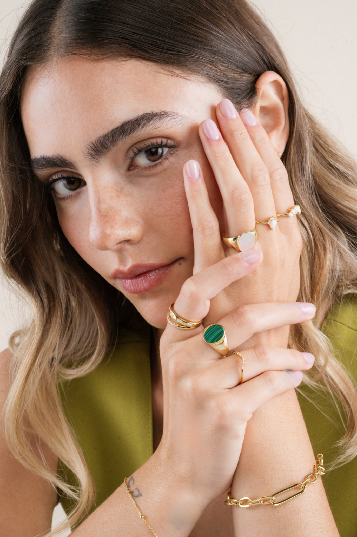 Gold Rings - Mother of Pearl Signet - Gather Goods Co.
