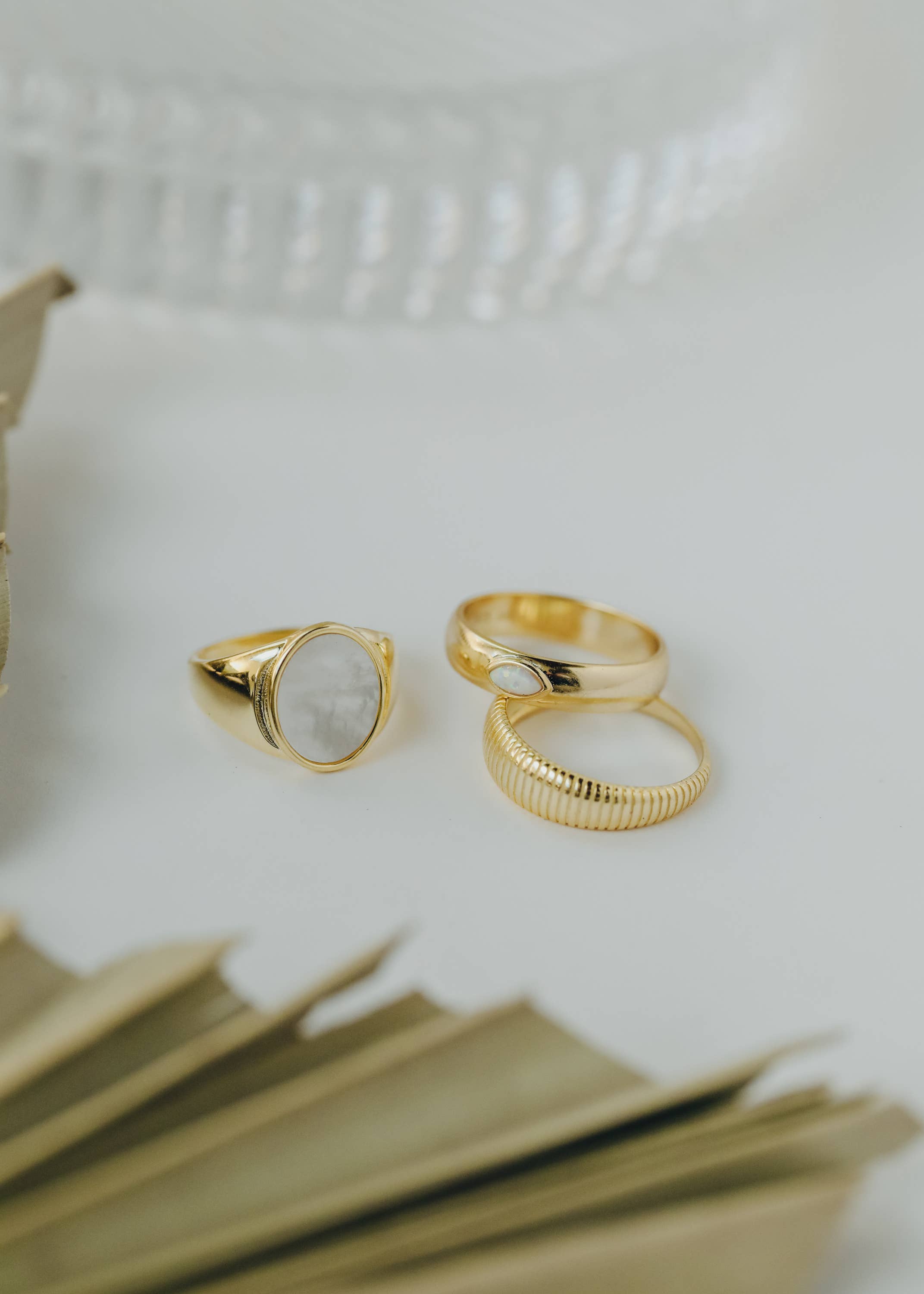 Gold Rings - Mother of Pearl Signet - Gather Goods Co.