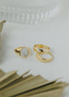 Gold Rings - Mother of Pearl Signet - Gather Goods Co.