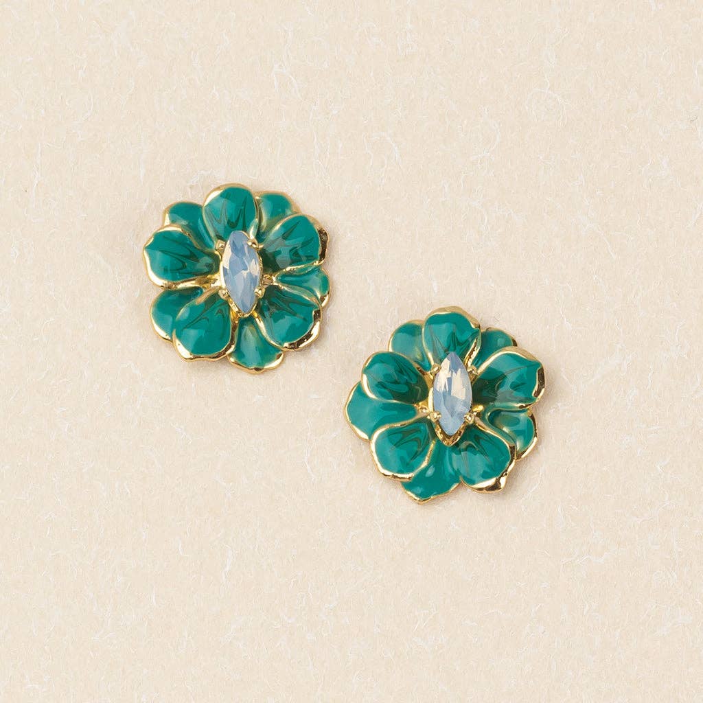 Scout Sparkle Shine Small Enamel Flower Earring Turquoise Gold