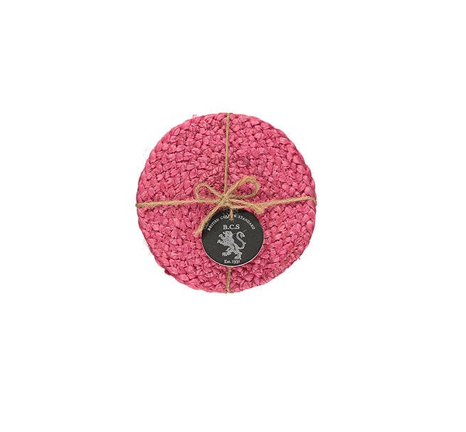 Round Seagrass Coaster, in Hot Pink - Gather Goods Co.