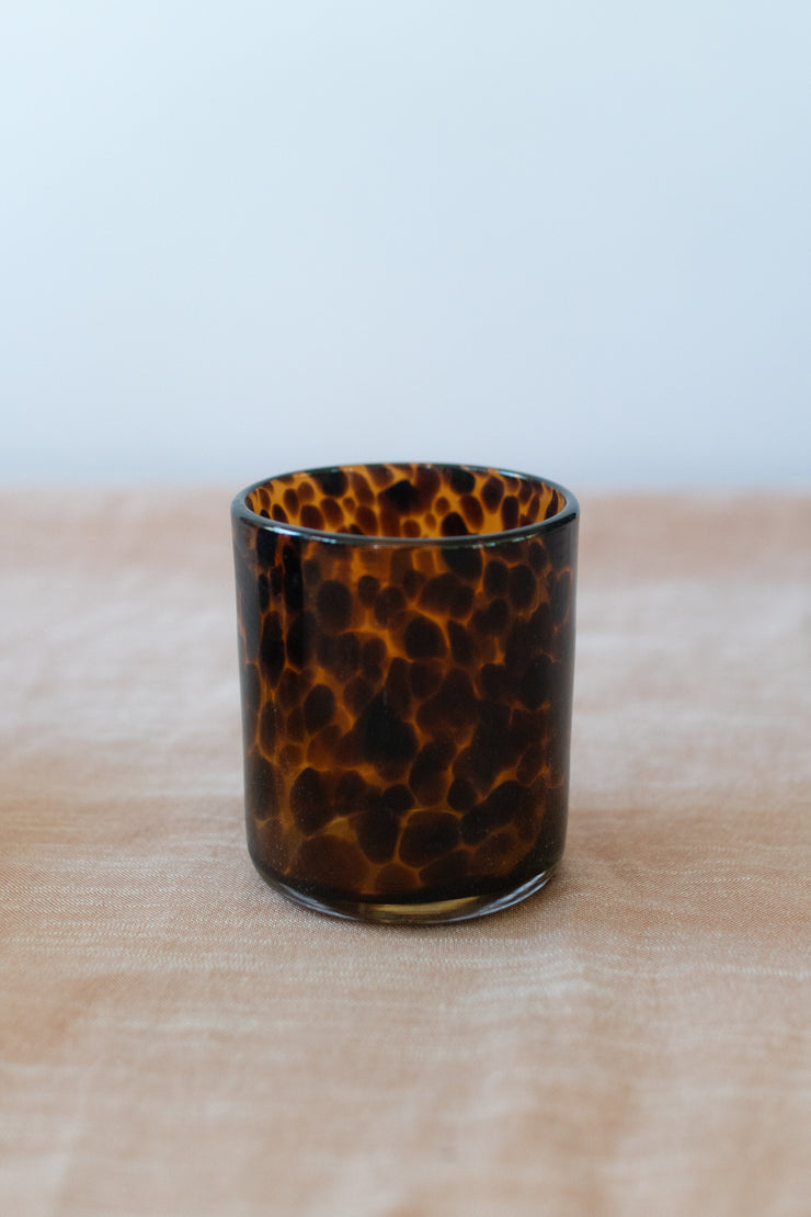 Brown Tortoise Shell Spotted Drinking Glass - Artisanal, Hand-Blown ...