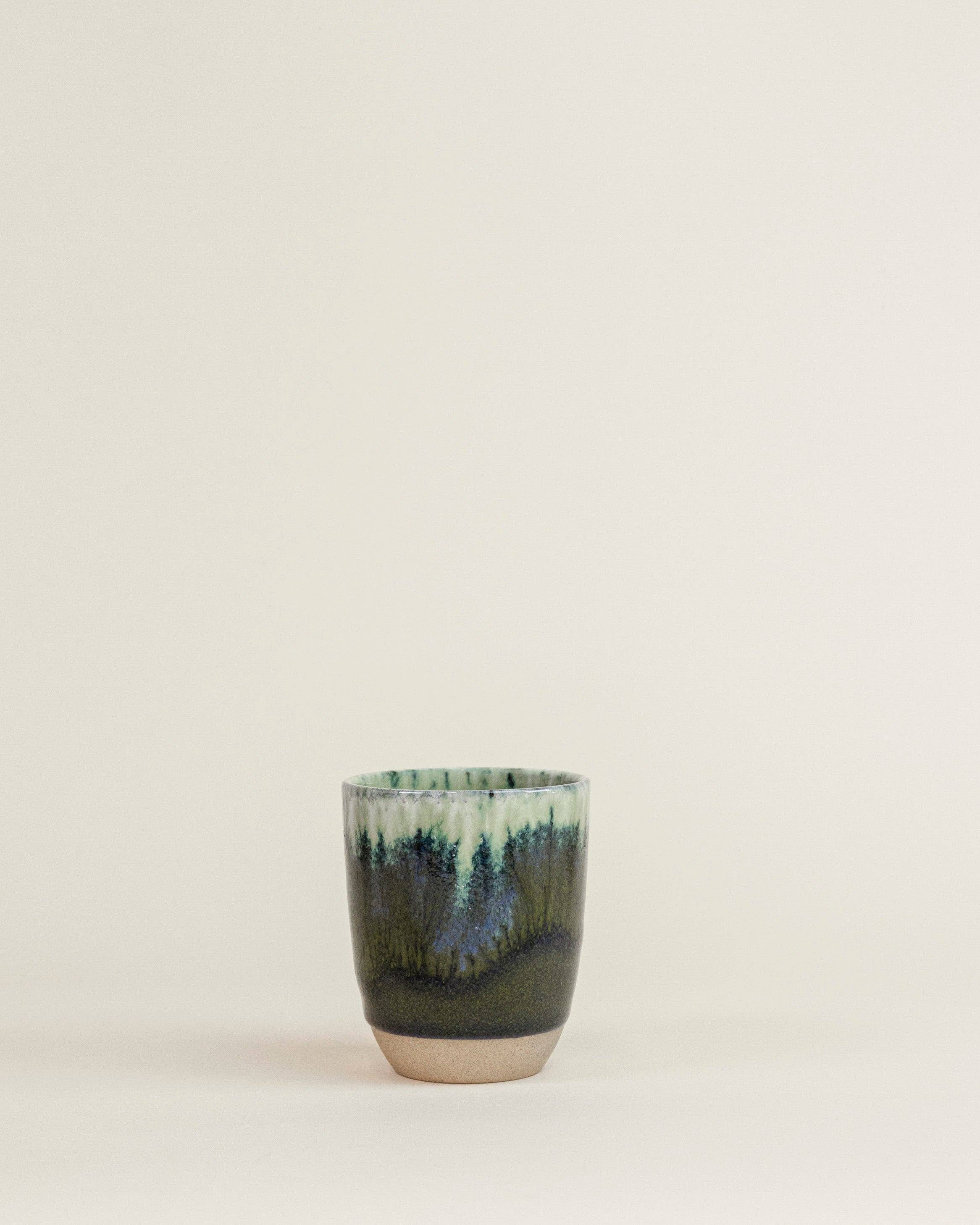Ceramic Cappuccino Cup in Blue and Green Glaze - Gather Goods Co.