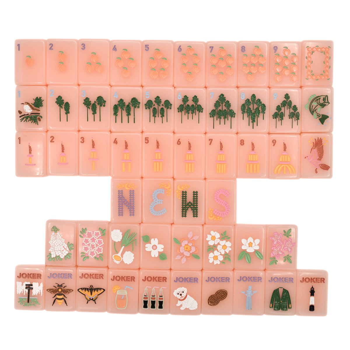 Peach & Pine Mahjong Tiles - Gather Goods Co.