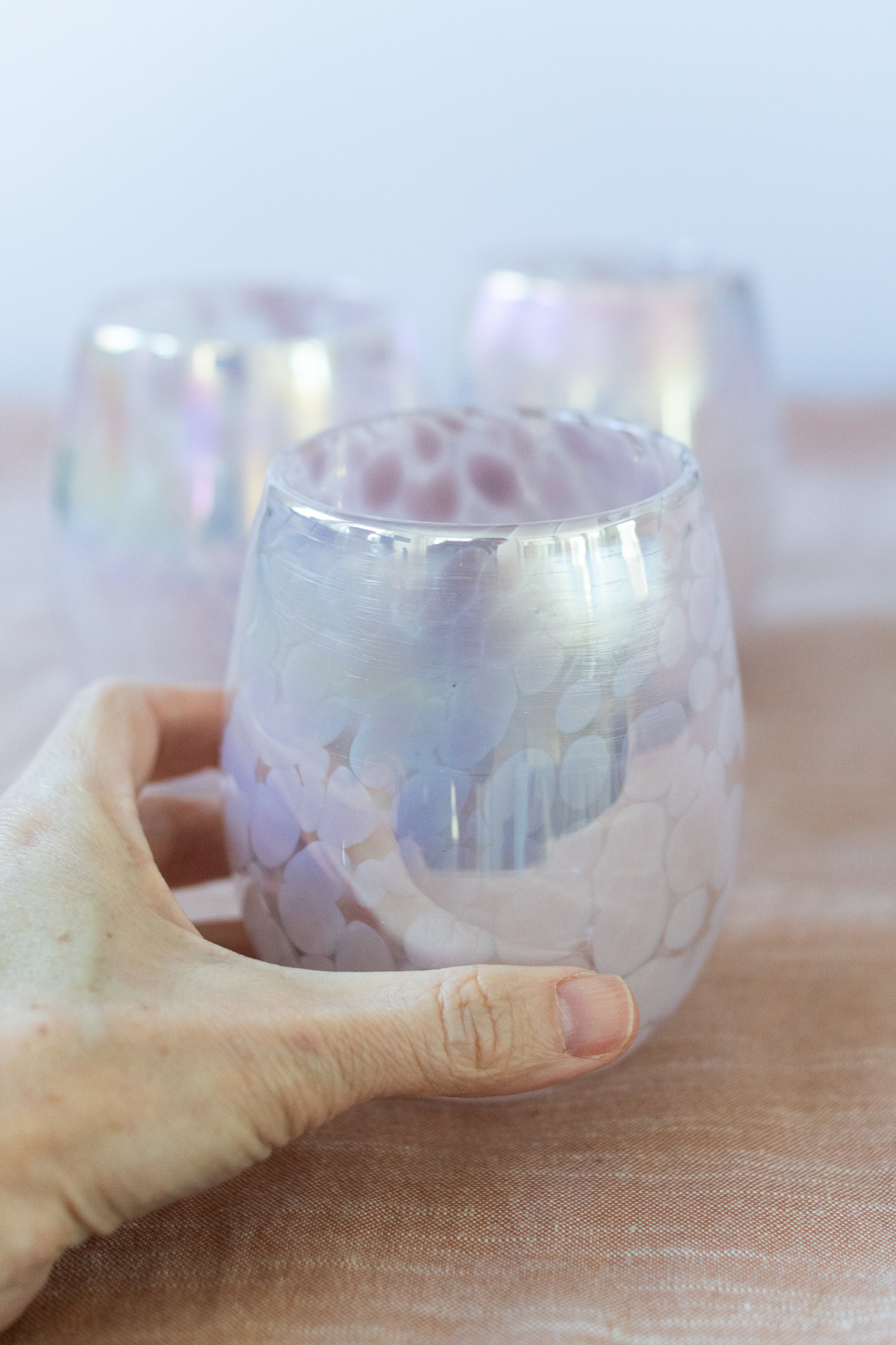 Pink Iridescent Colored Stemless Wine Glass - Gather Goods Co.