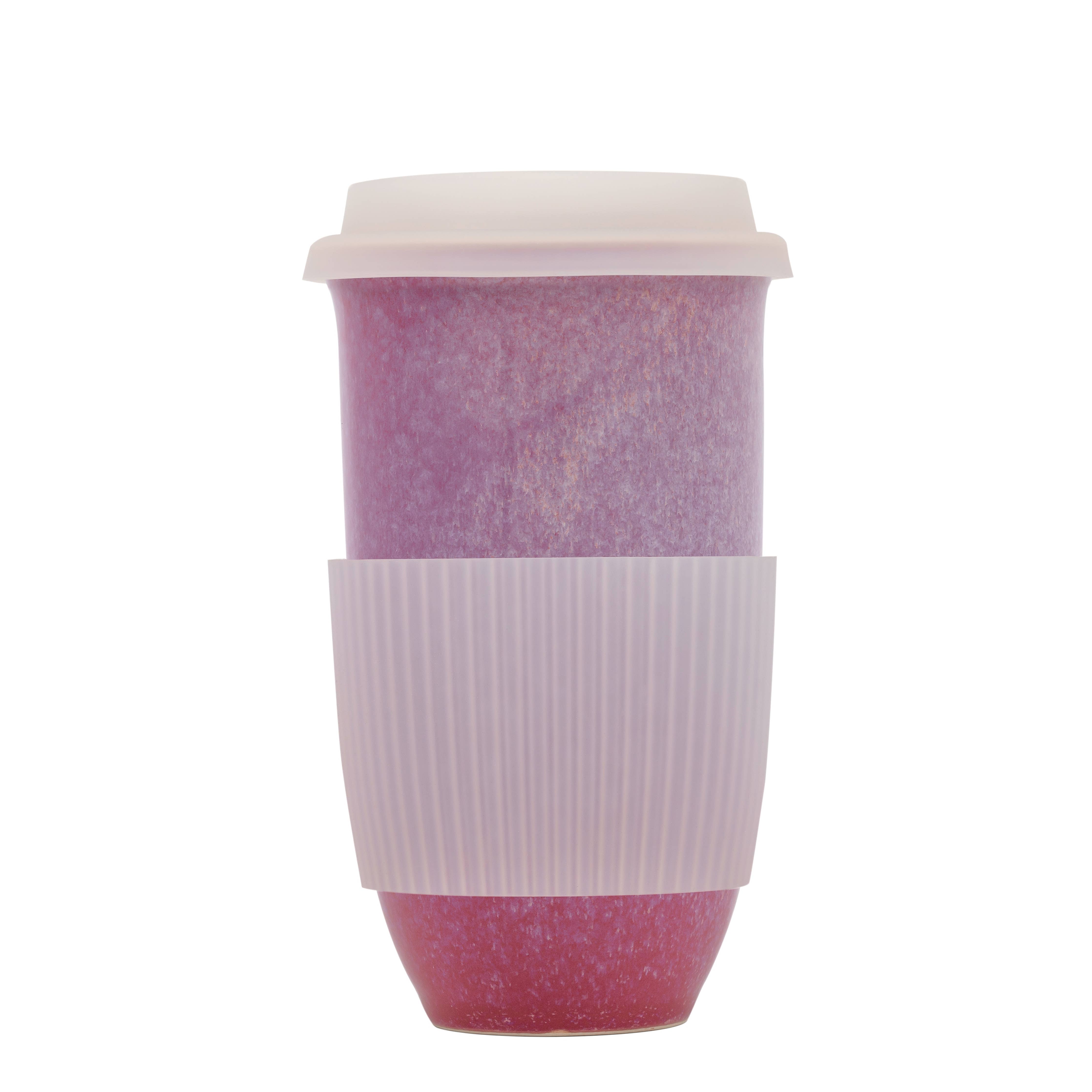 Mauve Ombre Ceramic Travel Mug – 16oz Reusable Cup - Gather Goods Co.
