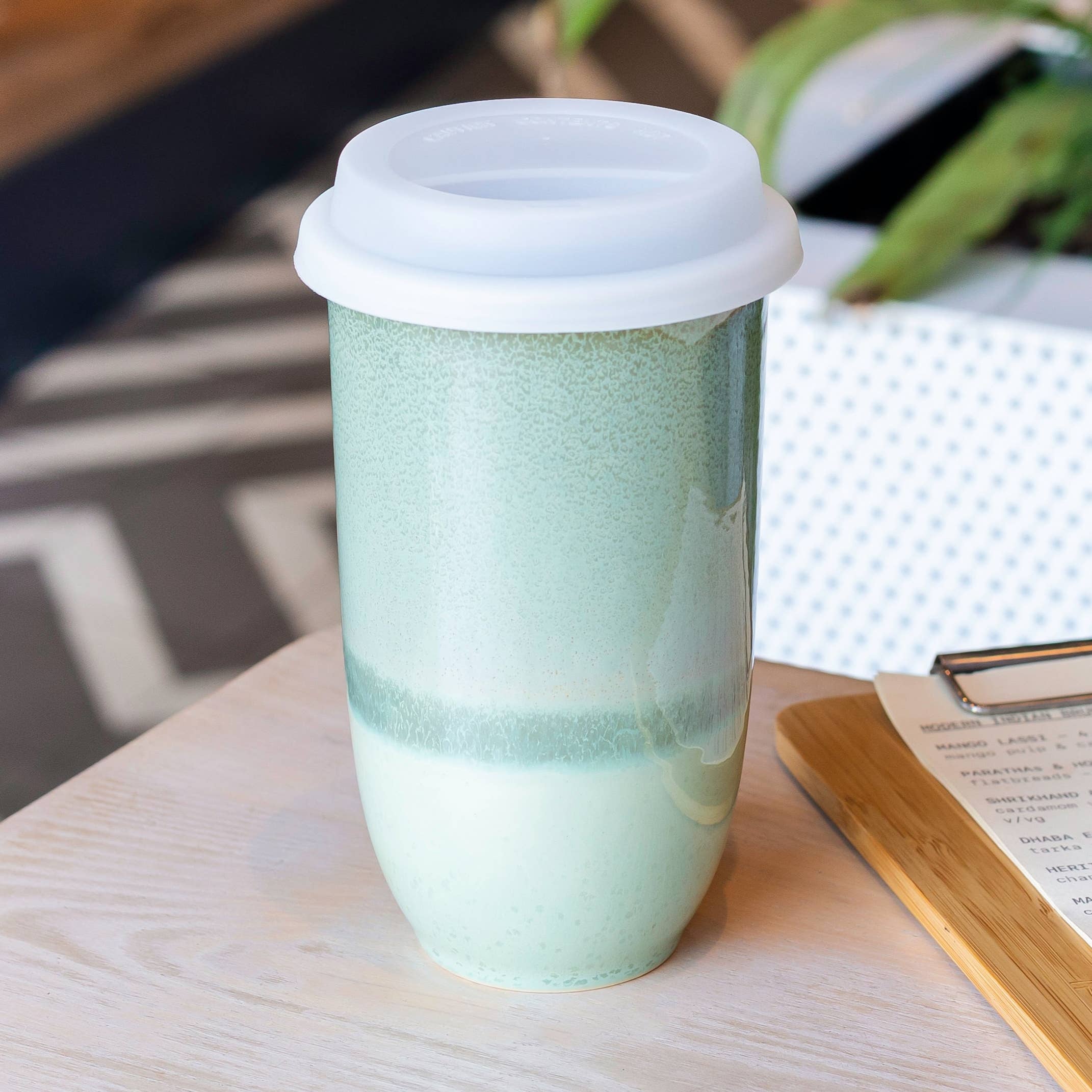 Sage Green 16oz Ceramic Travel Mug - Gather Goods Co.