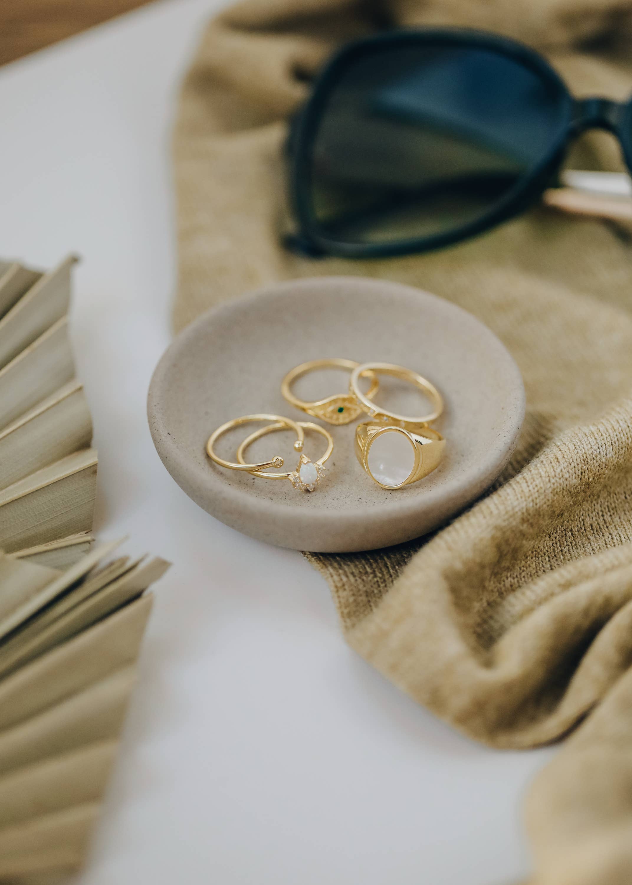 Gold Rings - Mother of Pearl Signet - Gather Goods Co.