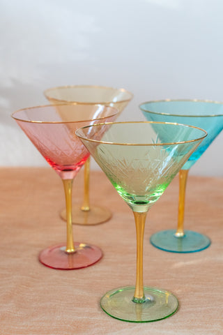 Colorful Crystal Martini Glasses, Set of 4
