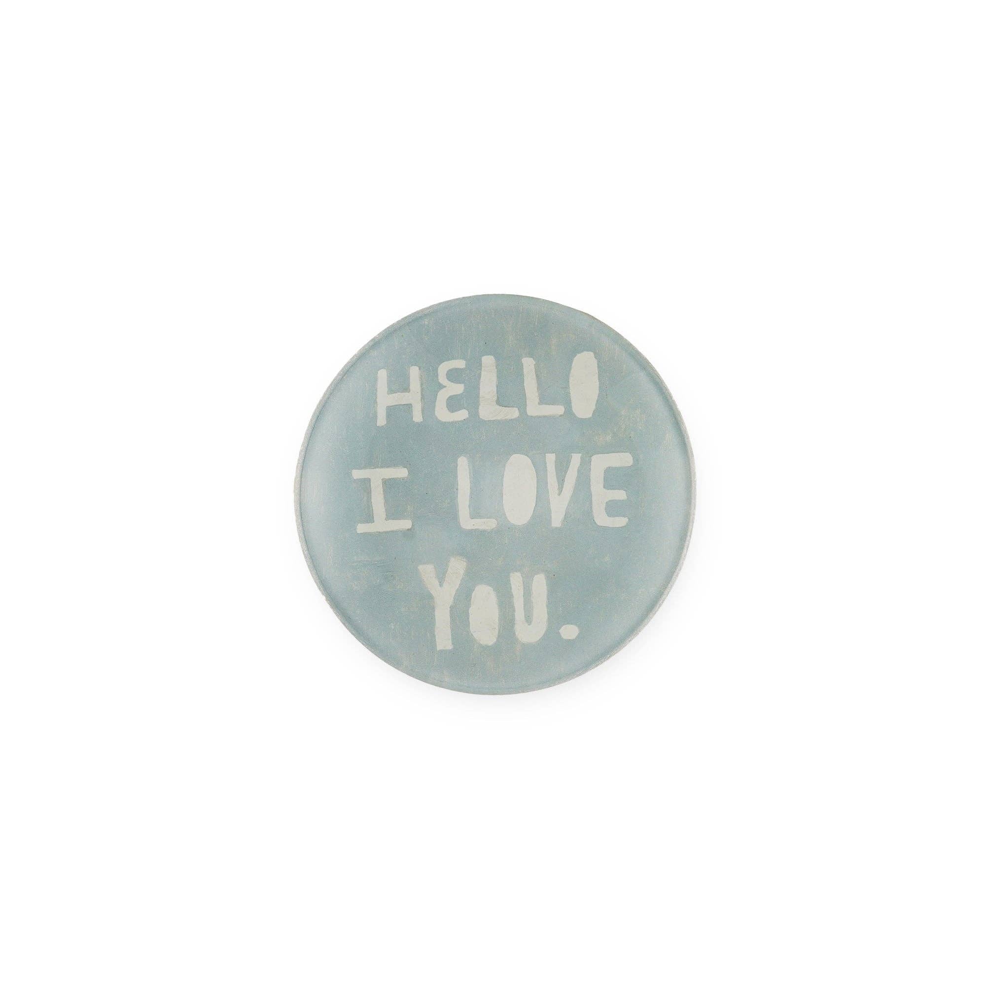 Hello I Love You Mini Round Decoupage Plate - 4" - Gather Goods Co.