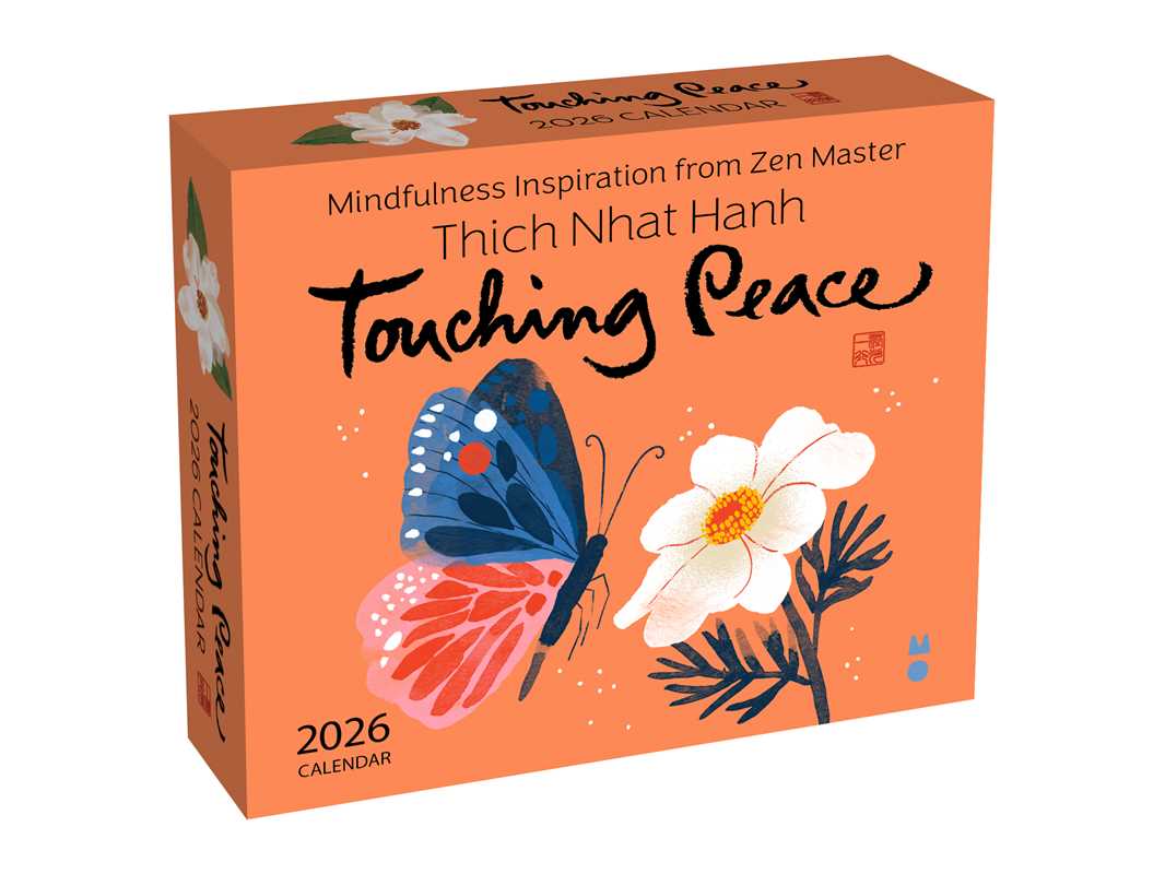 Calendar box with butterfly and flower design on an orange background