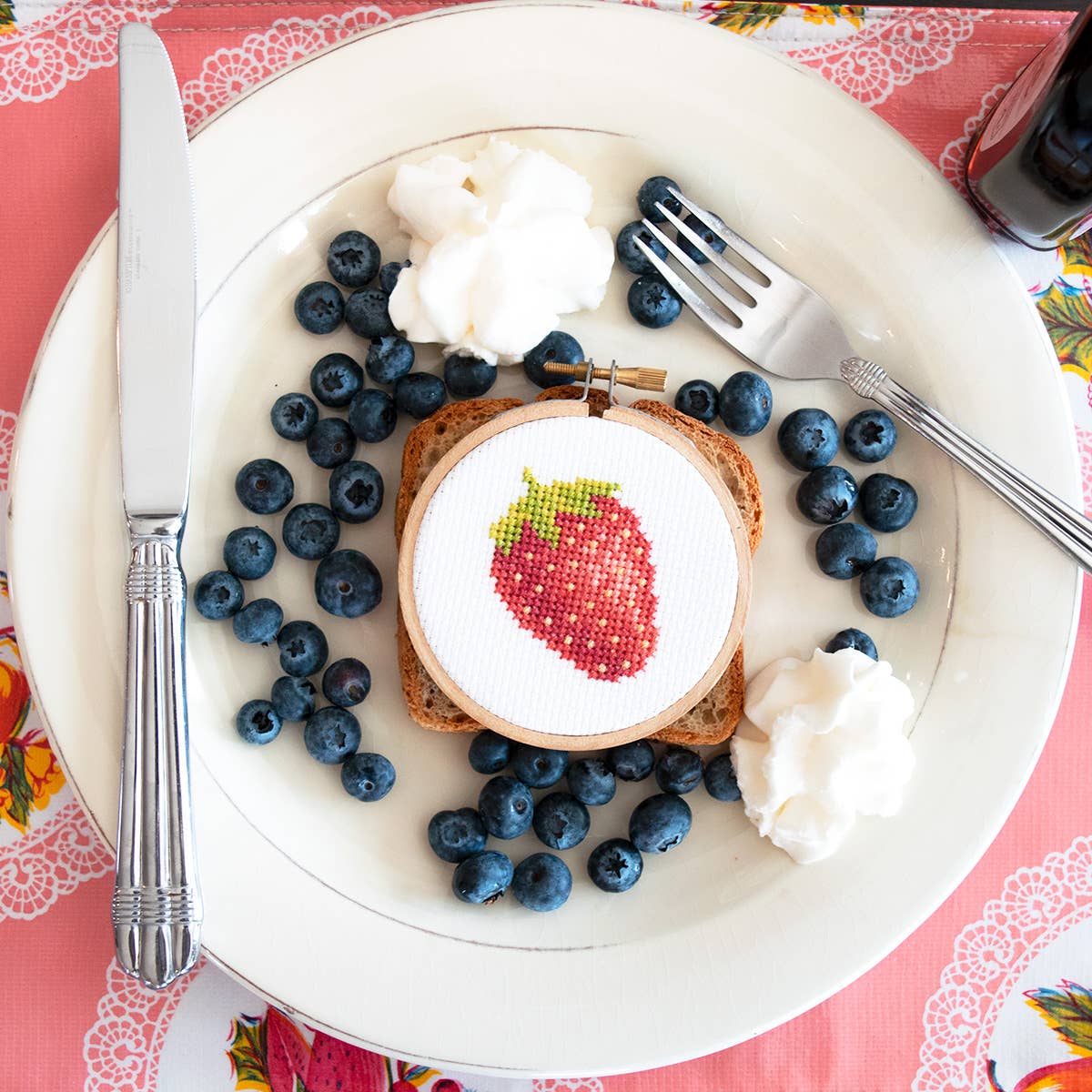 Strawberry DIY Mini Cross Stitch Kit - Gather Goods Co.