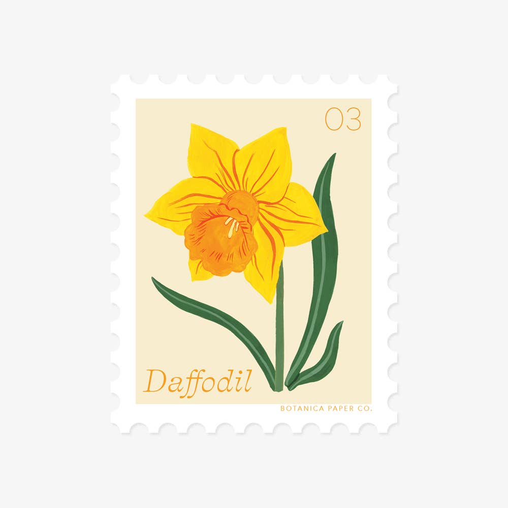 DAFFODIL, MARCH FLOWER | STAMP-STYLE VINYL STICKER - Gather Goods Co.