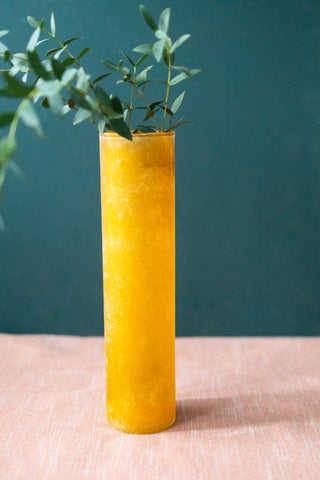Yellow Glass Vase with Frosted Texture