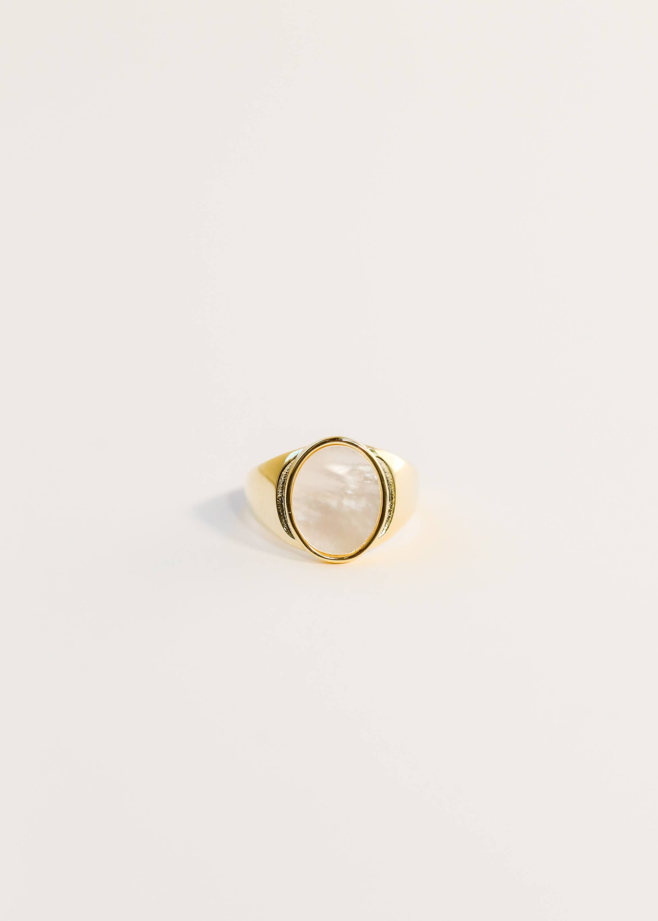 Gold Rings - Mother of Pearl Signet - Gather Goods Co.