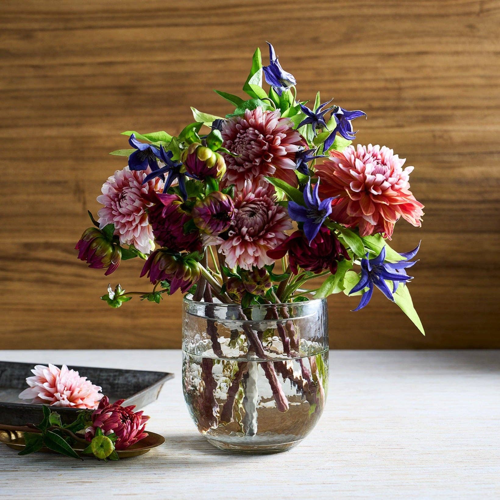 Floral Flower Frog & Glas Vase, Large