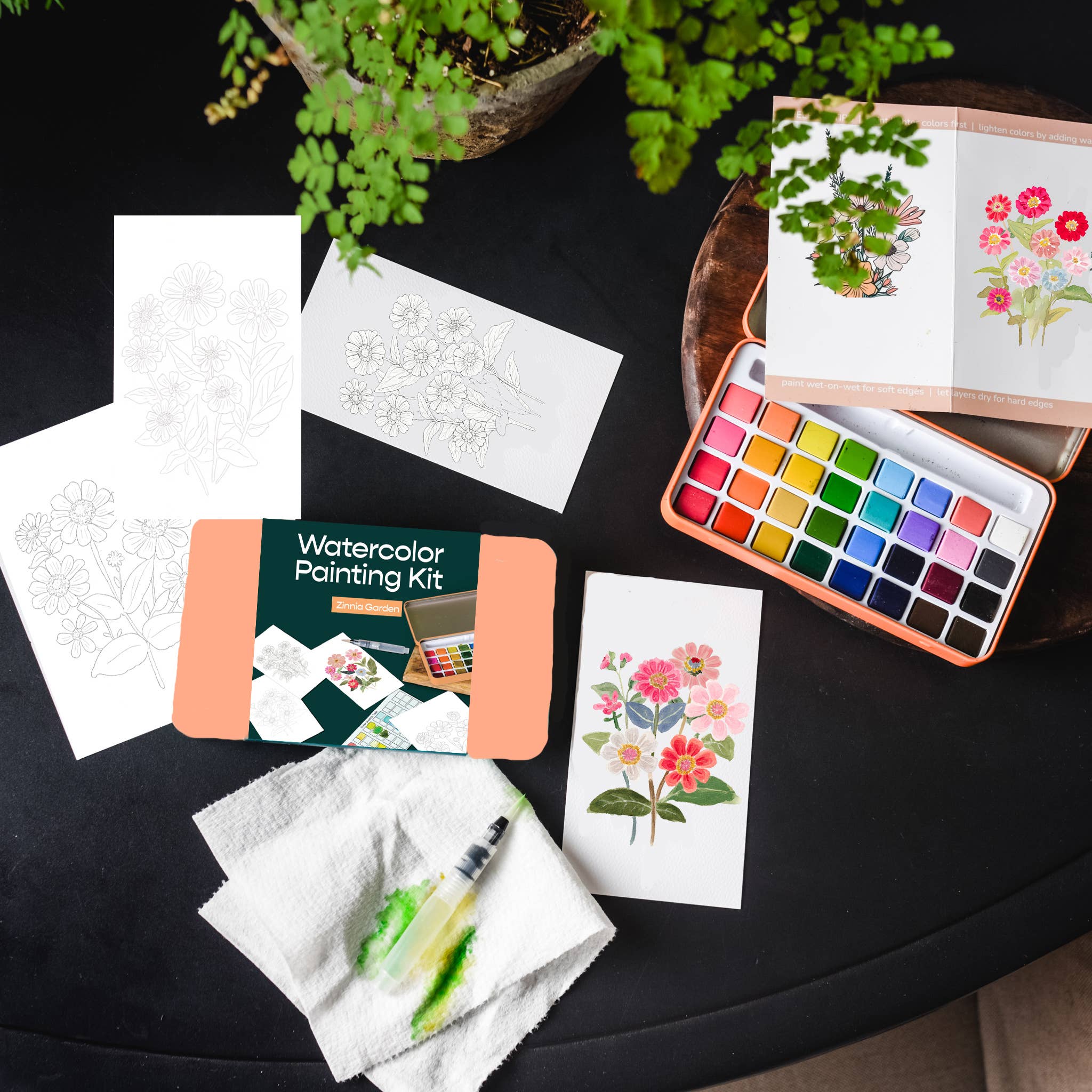 Zinnia Garden watercolor painting kit - Gather Goods Co.