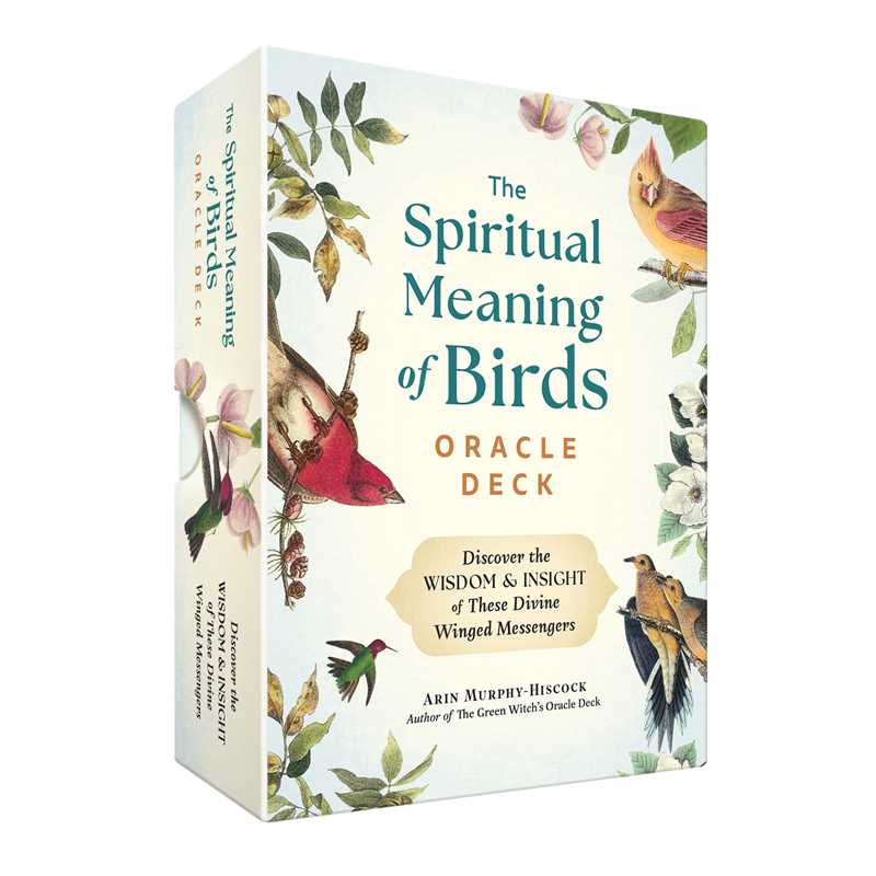 Box for 'The Spiritual Meaning of Birds Oracle Deck' with bird illustrations on a white background