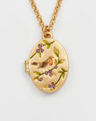 Robin & Blackberry Gold Oval Locket Necklace - Gather Goods Co.
