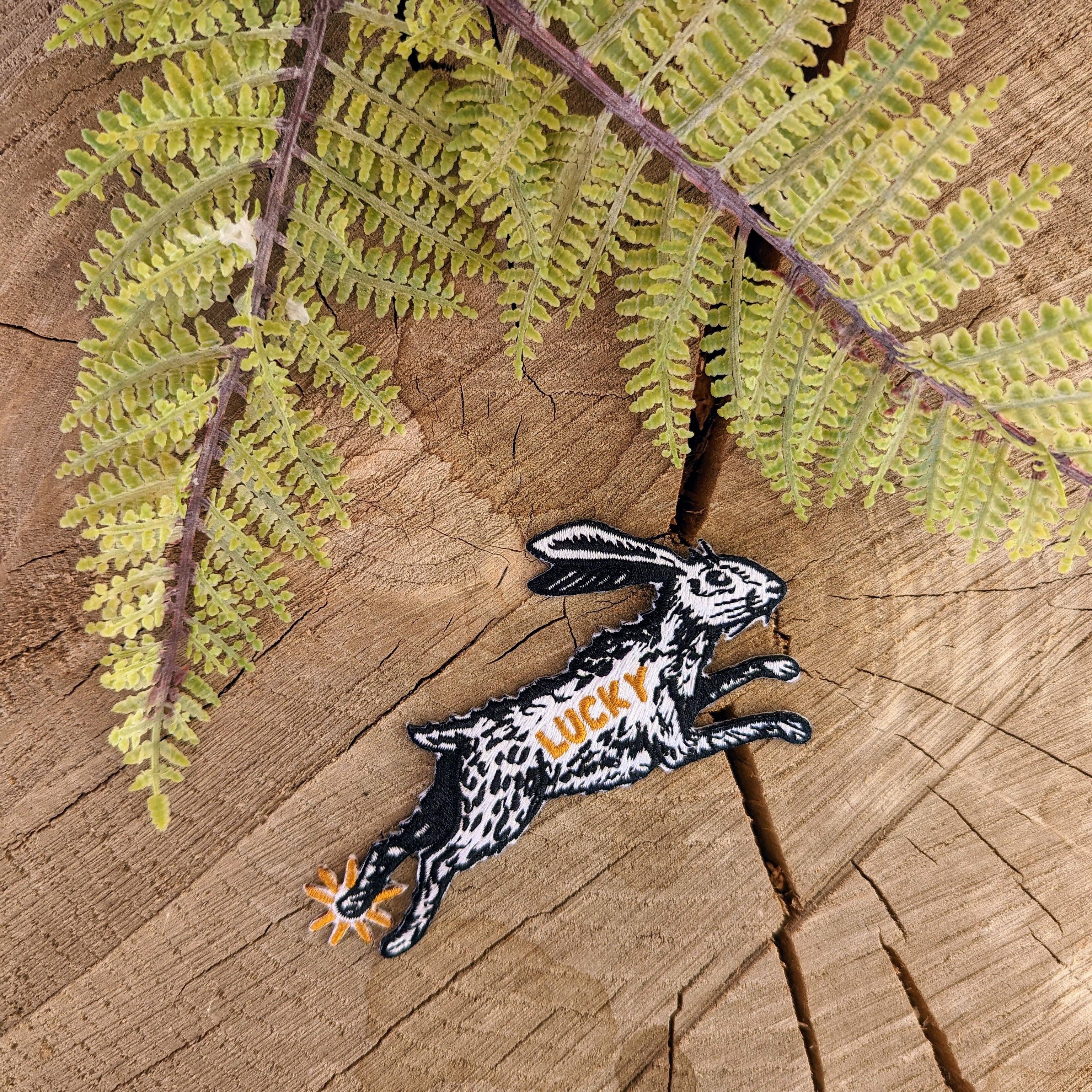 Iron-on patch, lucky rabbit's foot - 4.3" x 2.8" - Gather Goods Co.