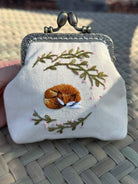 Embroidered Coin Purse with Sleeping Fox - Gather Goods Co.