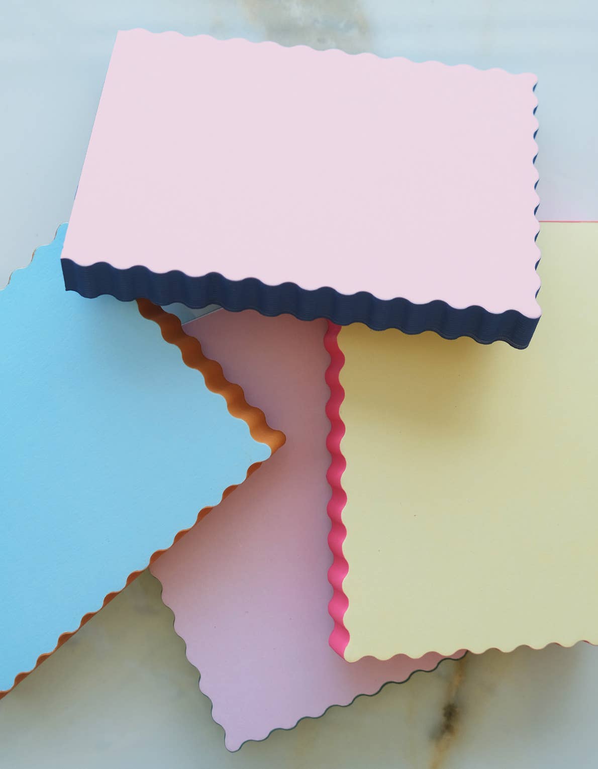 Mini Wave Shaped Notepad | Peach + Indigo Edge - Gather Goods Co.