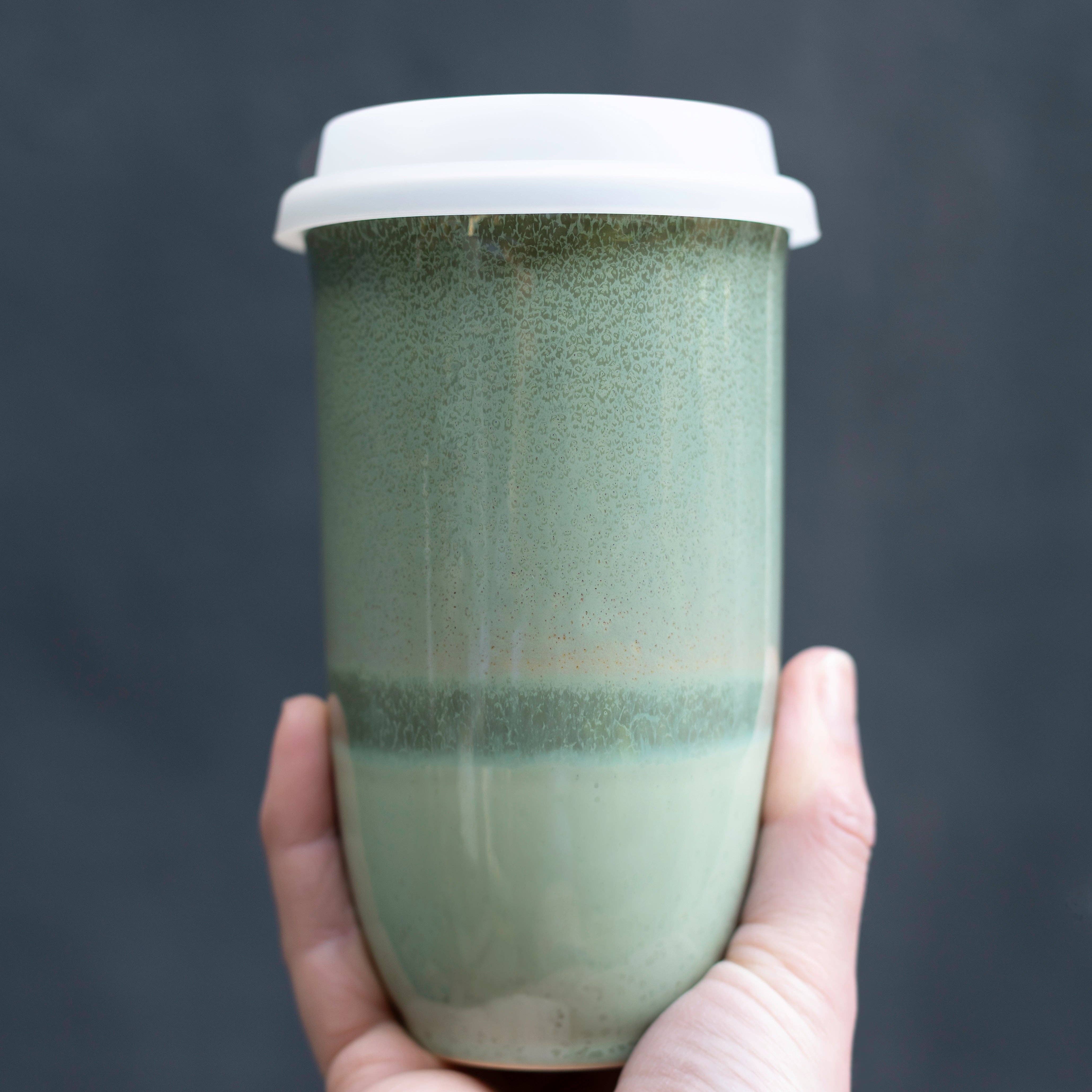 Sage Green 16oz Ceramic Travel Mug - Gather Goods Co.