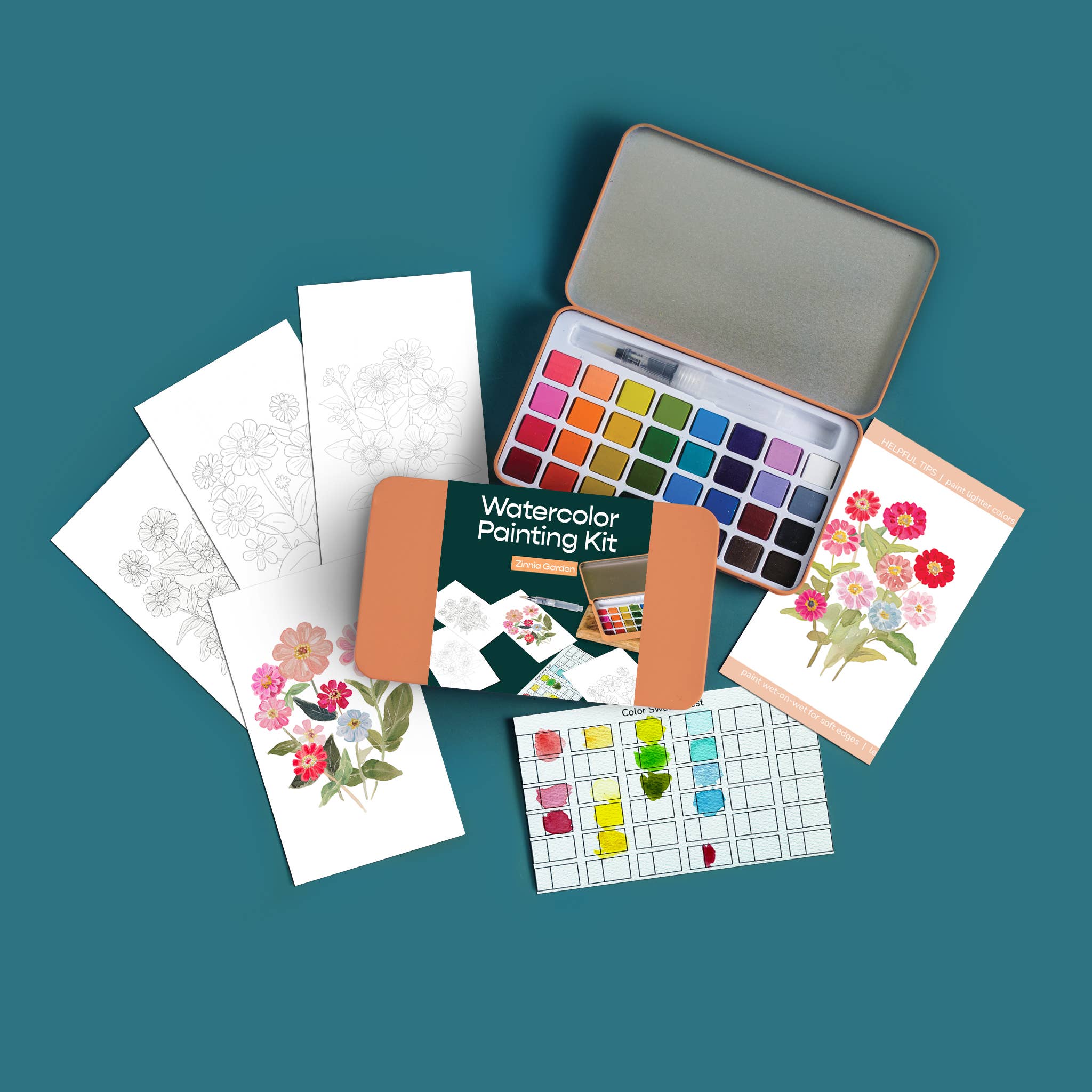 Zinnia Garden watercolor painting kit - Gather Goods Co.
