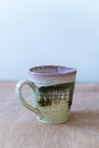 Handmade Stoneware Mug with Berry, Pink and Brown Details
