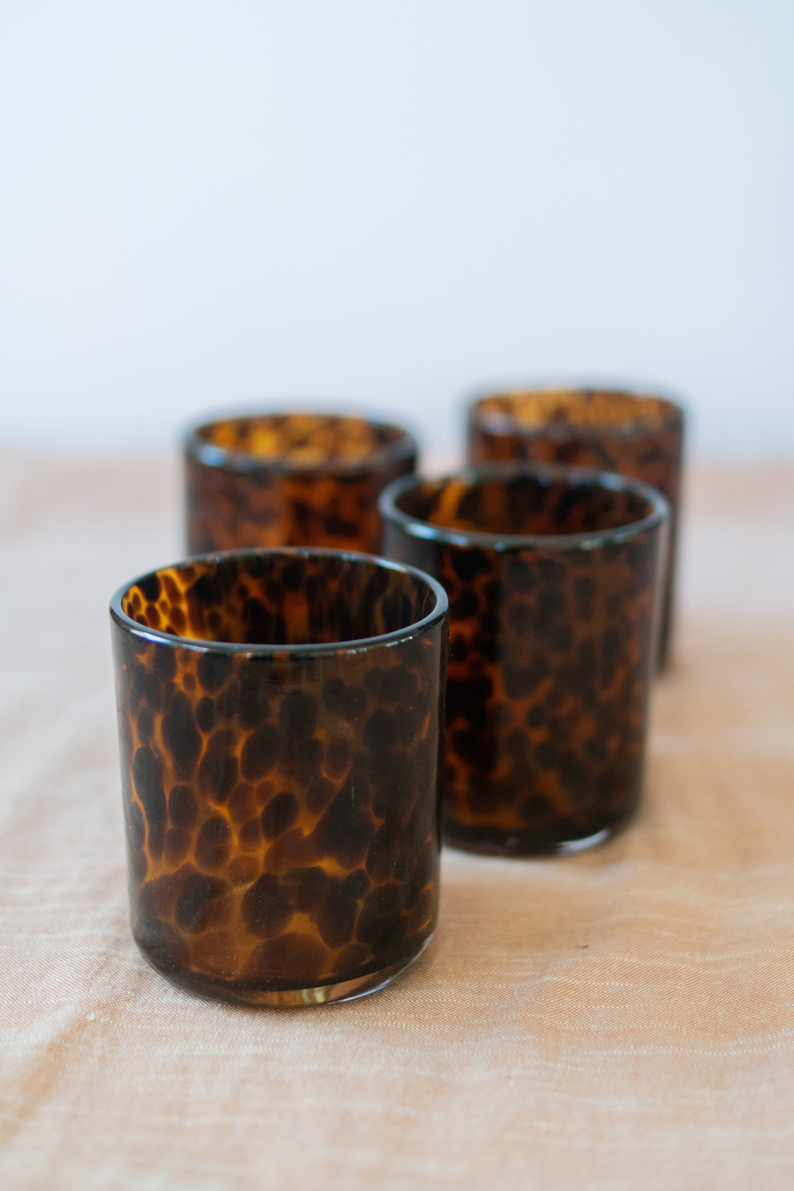 Brown Tortoise Shell Spotted Drinking Glass - Artisanal, Hand-Blown ...