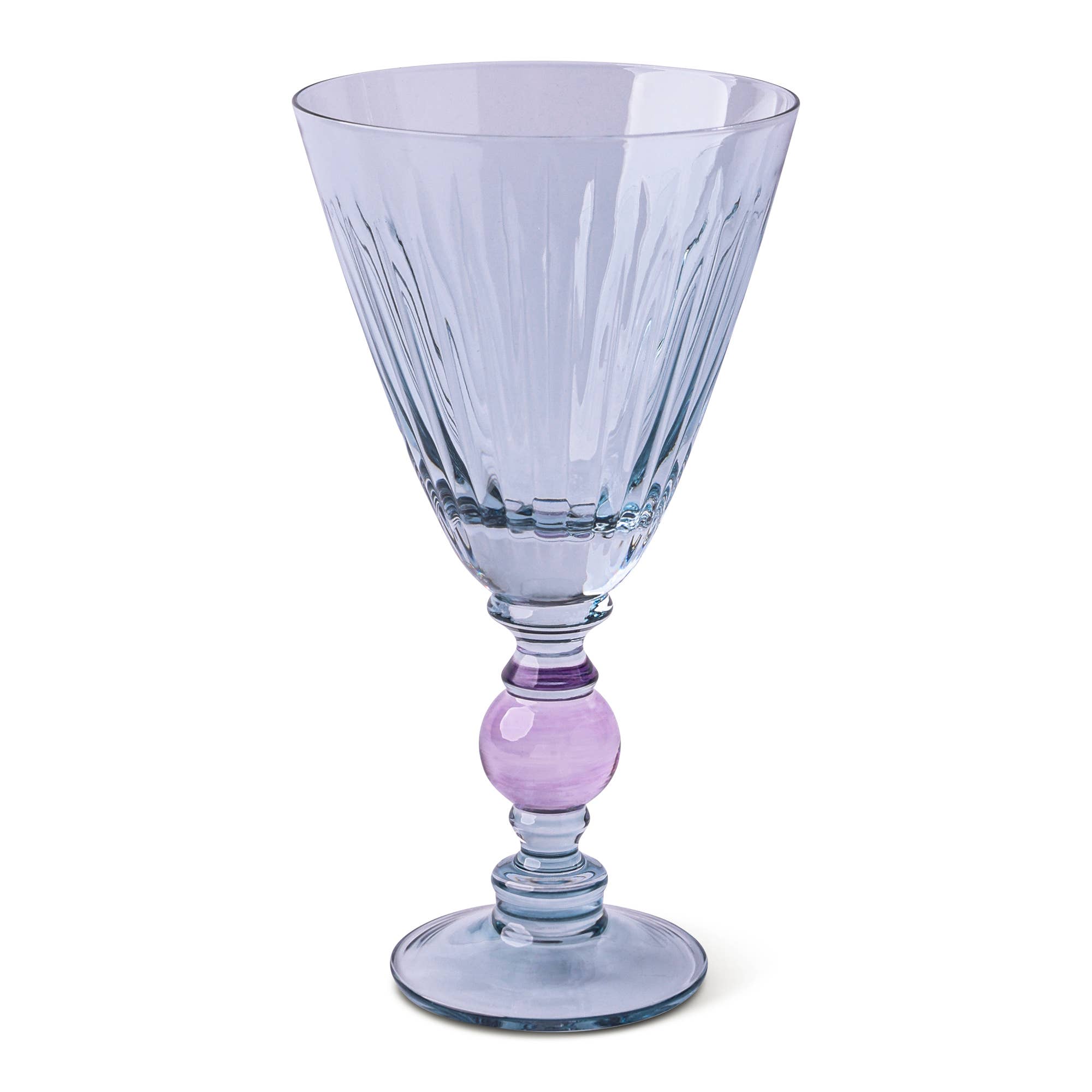 Purple wine glass with a purple base on a white background